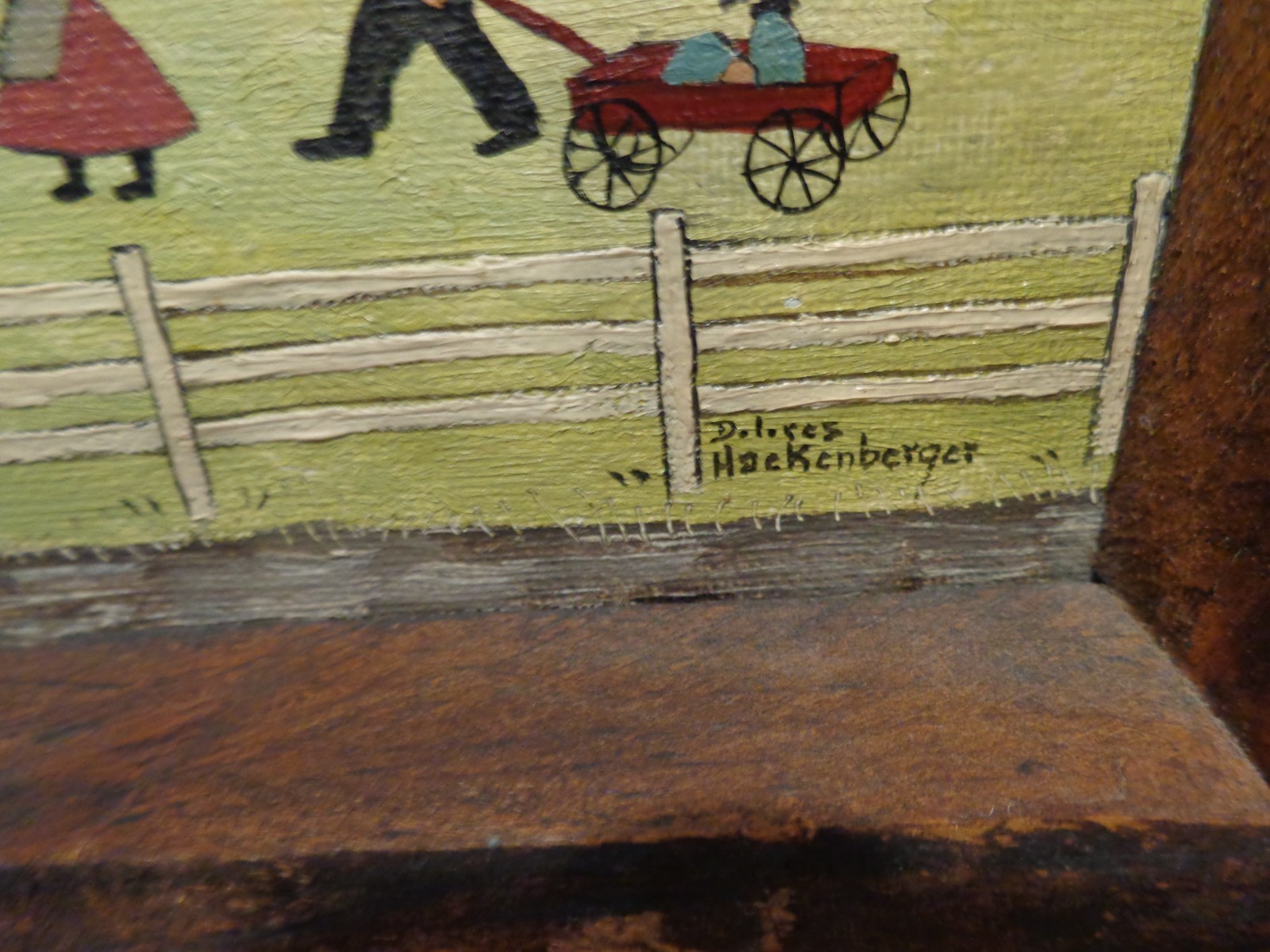 Dolores Hackenberger Oil on Board Amish One Room School House, Signed