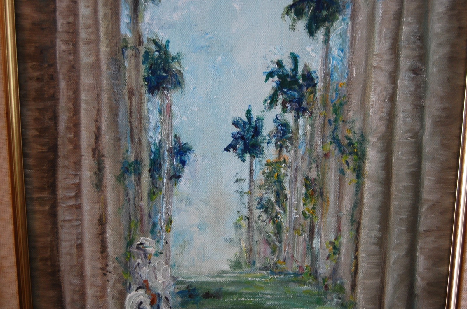 FRAMED ORIGINAL OIL GUARDARRAYA DE PALMA REALES CUBAN COUNTRY ARTIST HECTO VIDAL