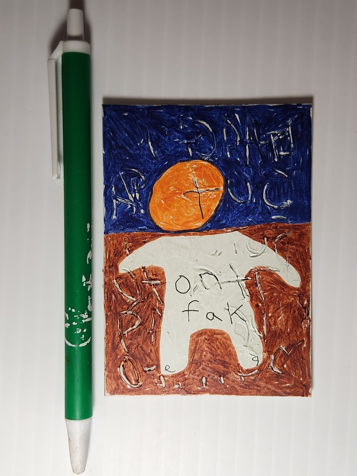 e9Art ACEO floating head man outsider art brut naive