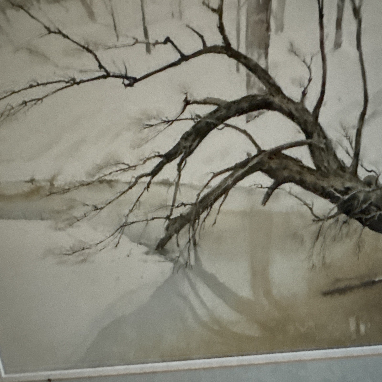 John Webster Signed Framed Winter Landscape Watercolor Painting 1989 Frame 18×22