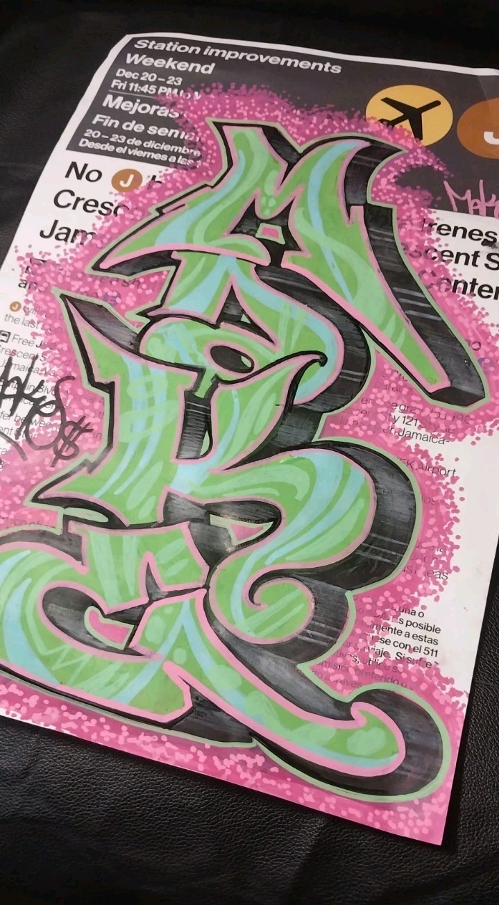 Subway sign Graffiti – New York 6 Train – 11 x 17 Inches – Original