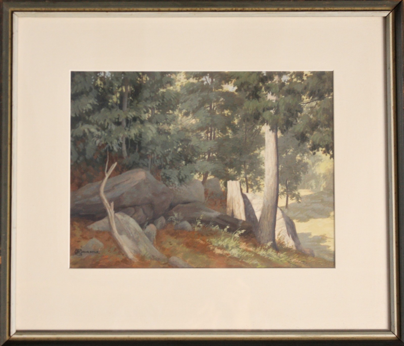 Connecticut Landscape Gouache on Paper by Bertram Bruestle (1906 – 1968)