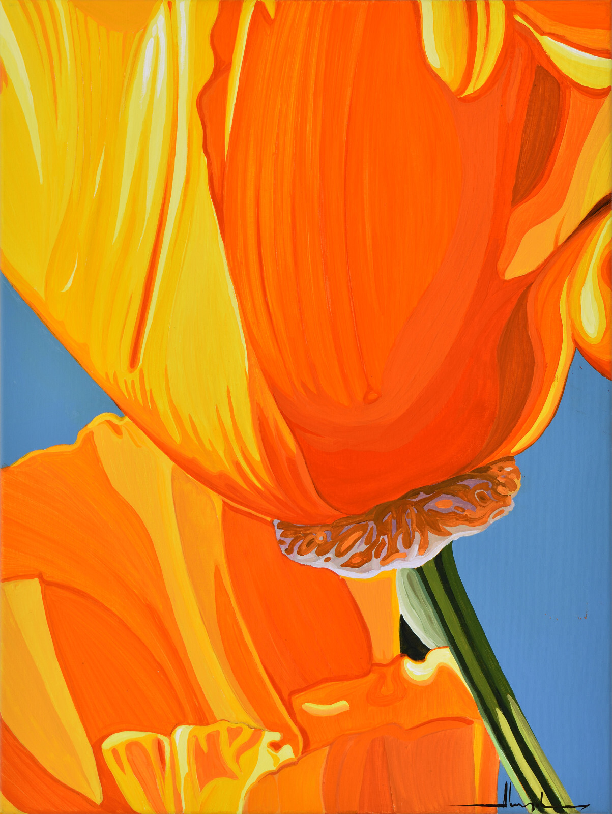 Alex Nizovsky — CALIFORNIAN POPPY #7 — Modern / Pop Art Floral Painting 18″x24″