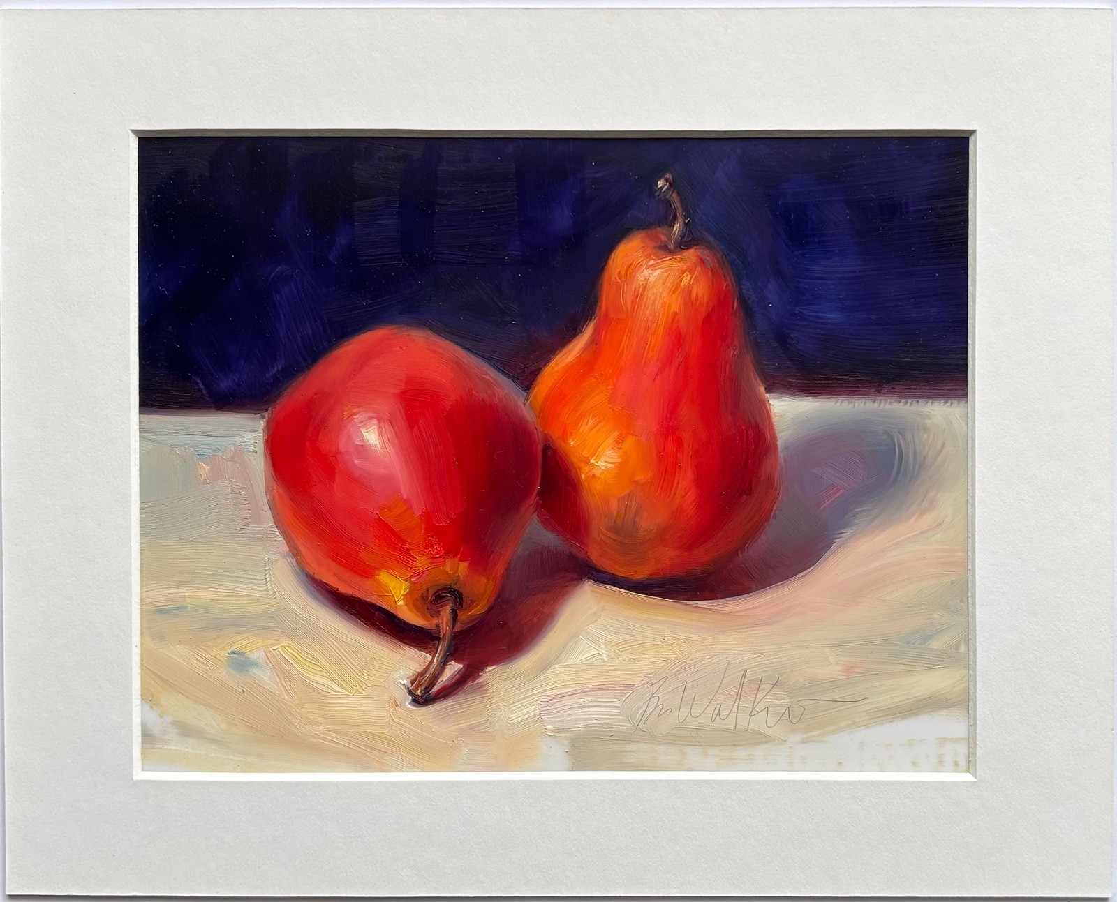 Pears still life original art for kitchen food painting by living artist 6×7.5