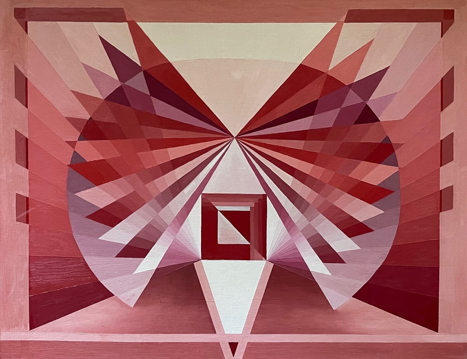 VIntage 80s Geometric Optical Art Hard Edge Painting Modern Wall Hanging Signed