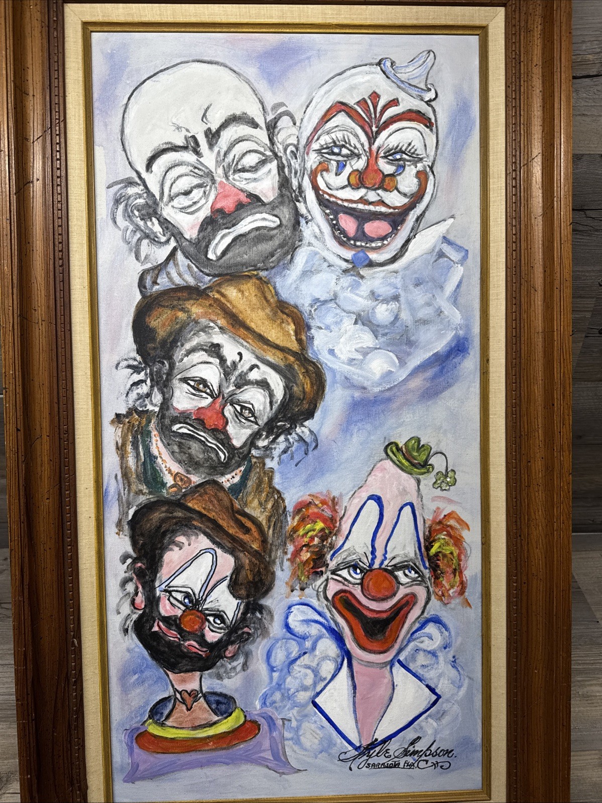 Kyle Simpson Sarasota Florida Clown Painting On Canvas Clowns