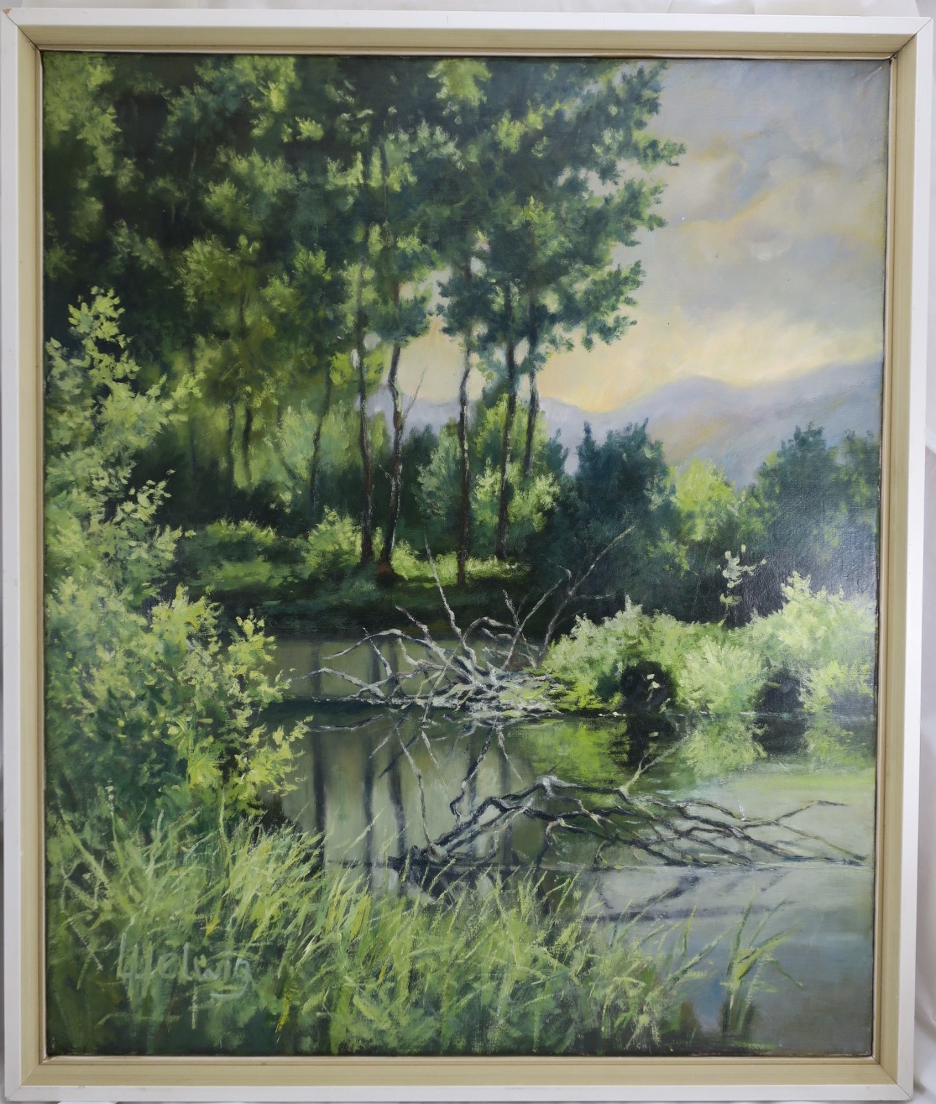 Helwig Lech * 1956 Poland painting forest landscape with lake / pond
