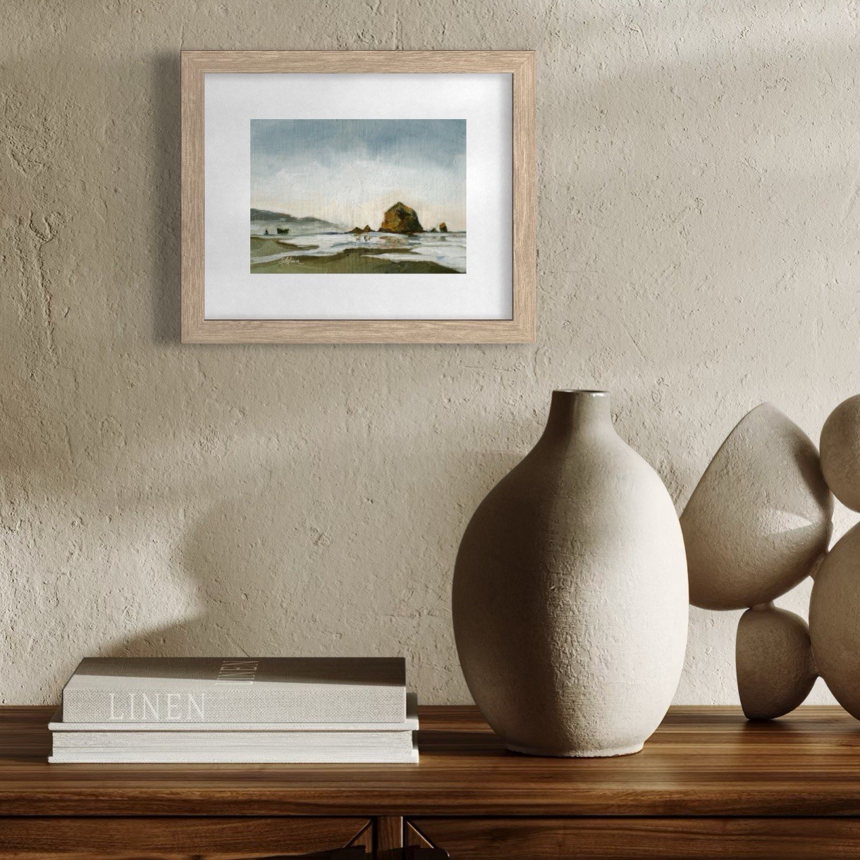8×10 PNW Original Oil Painting Cannon Beach Oregon Coast Pacific Ocean Signed