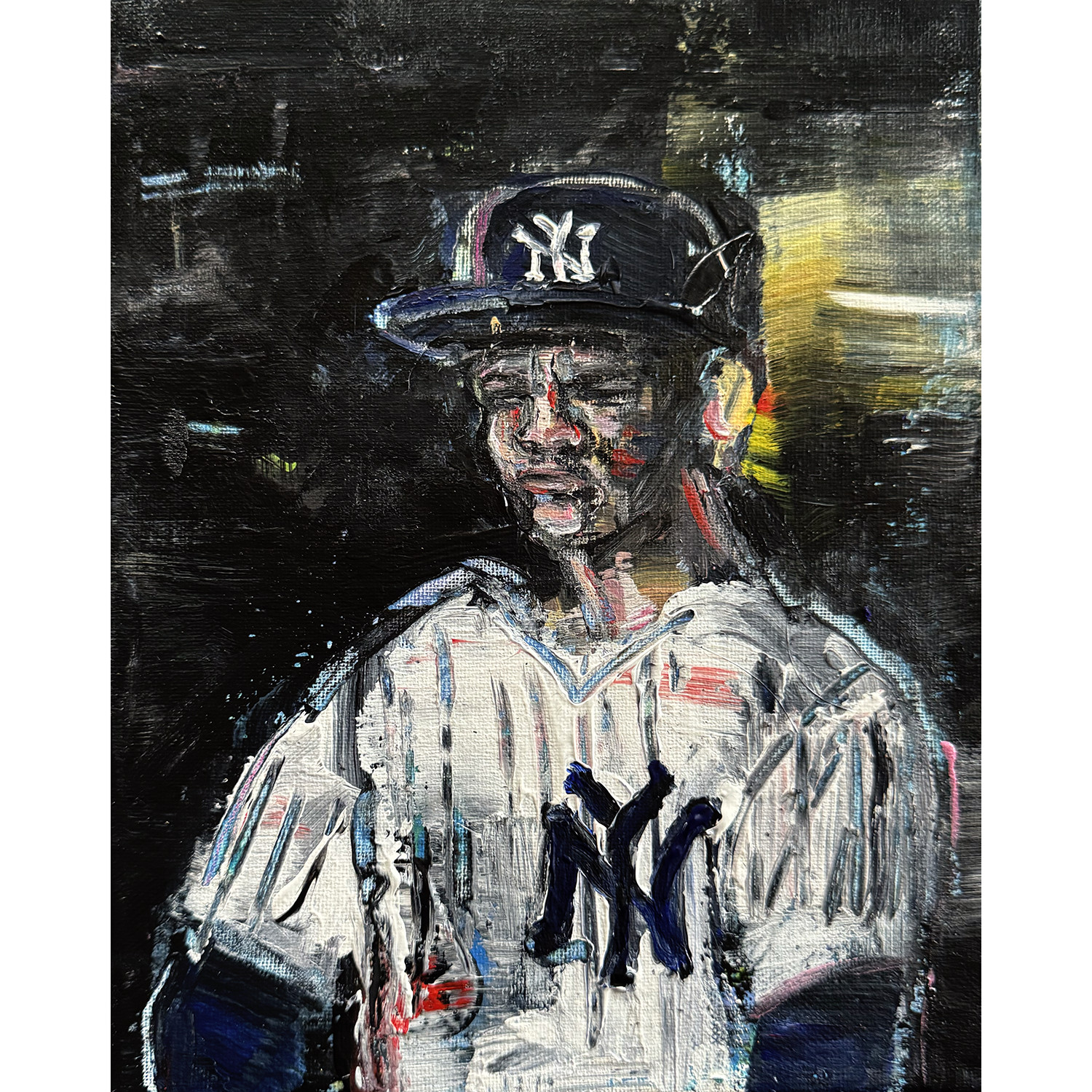 Mickey Mantle NY Yankees Painting 8x10in Acrylic Canvas by Sergio Santos
