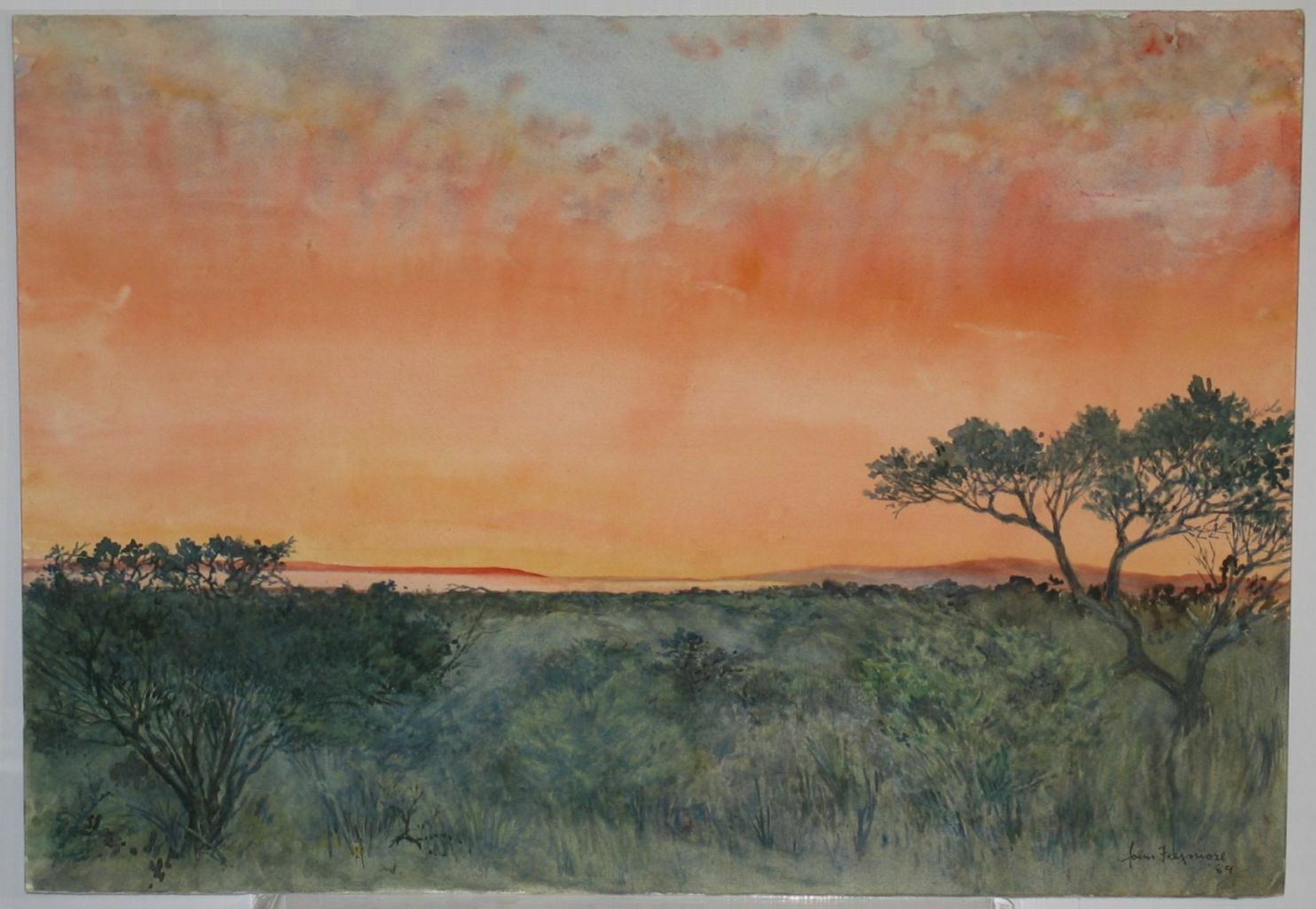 John Flexmore Watercolour, ‘A Bush Sunset’, Unframed