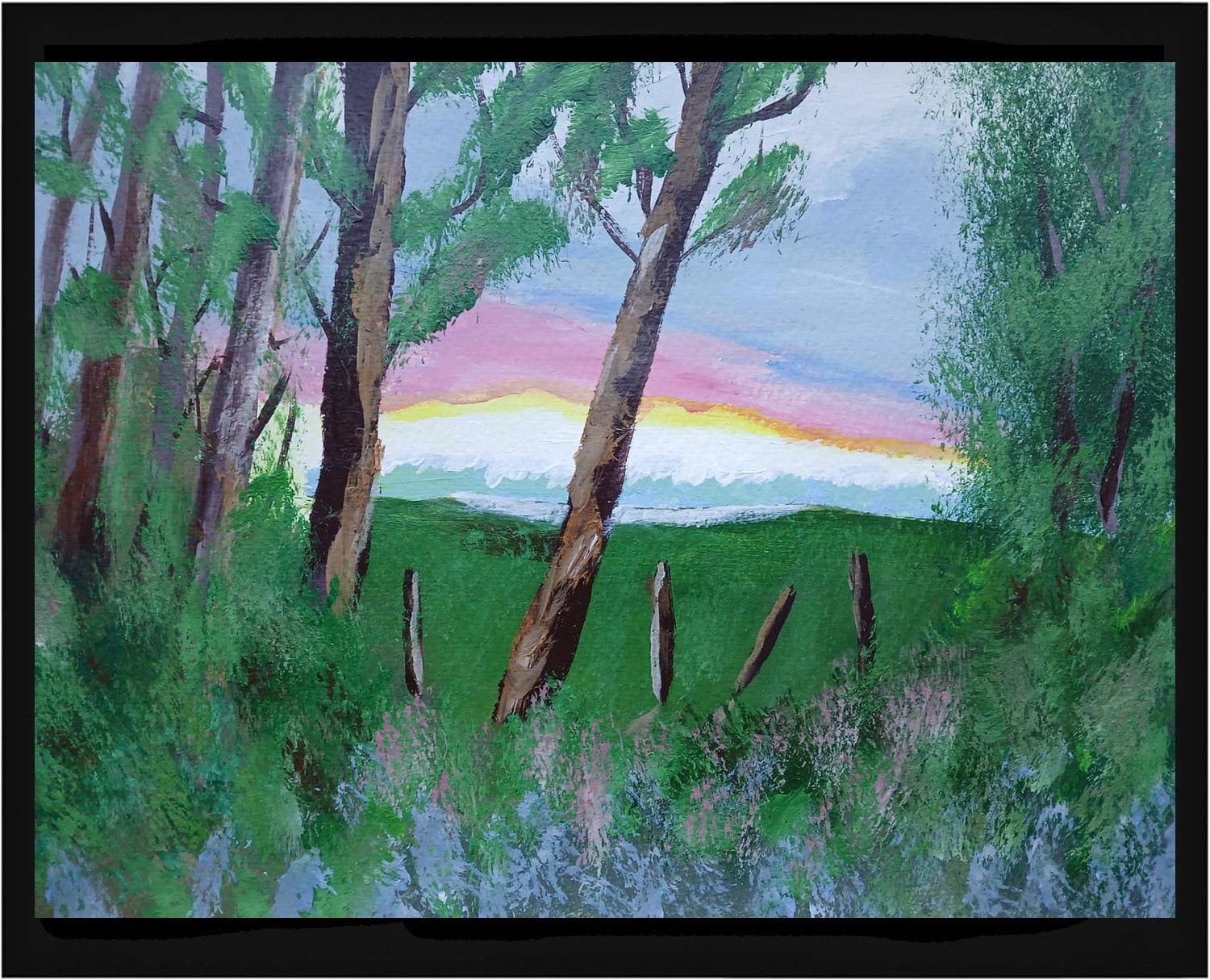 Impressionism 11×14 Sun Light Thru Trees Handmade Signed Original Art Painting
