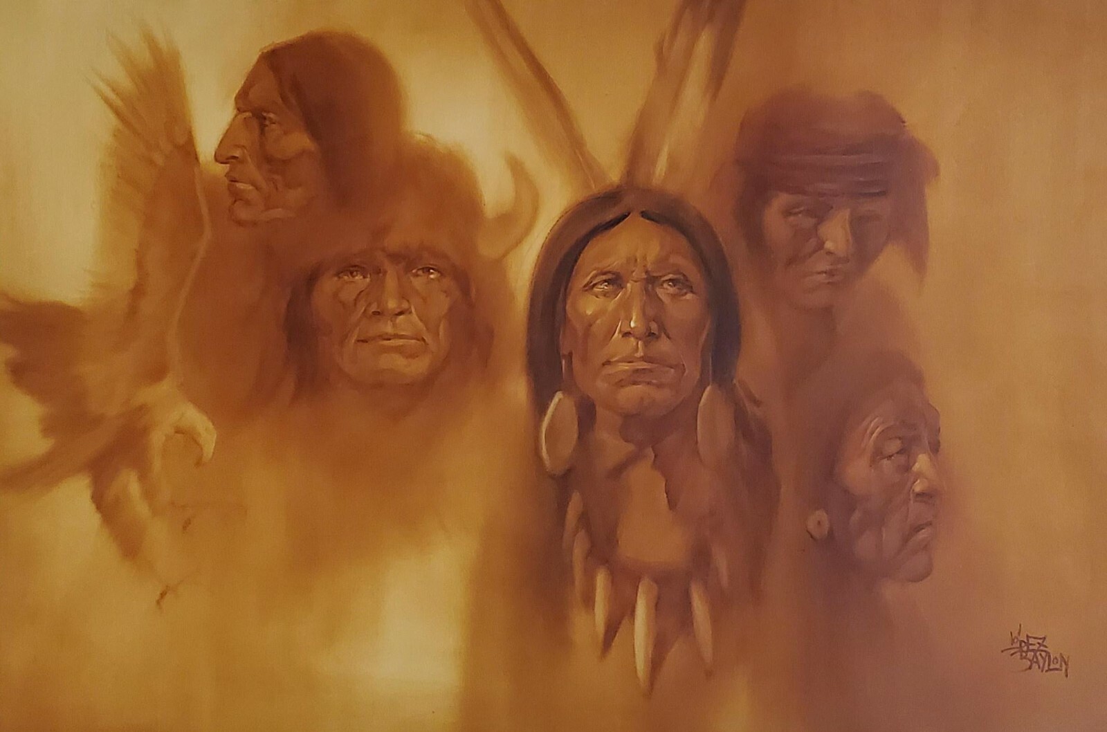 Lisandro Lopez Baylon Original Oil painting -Native American Ancestors 40×60