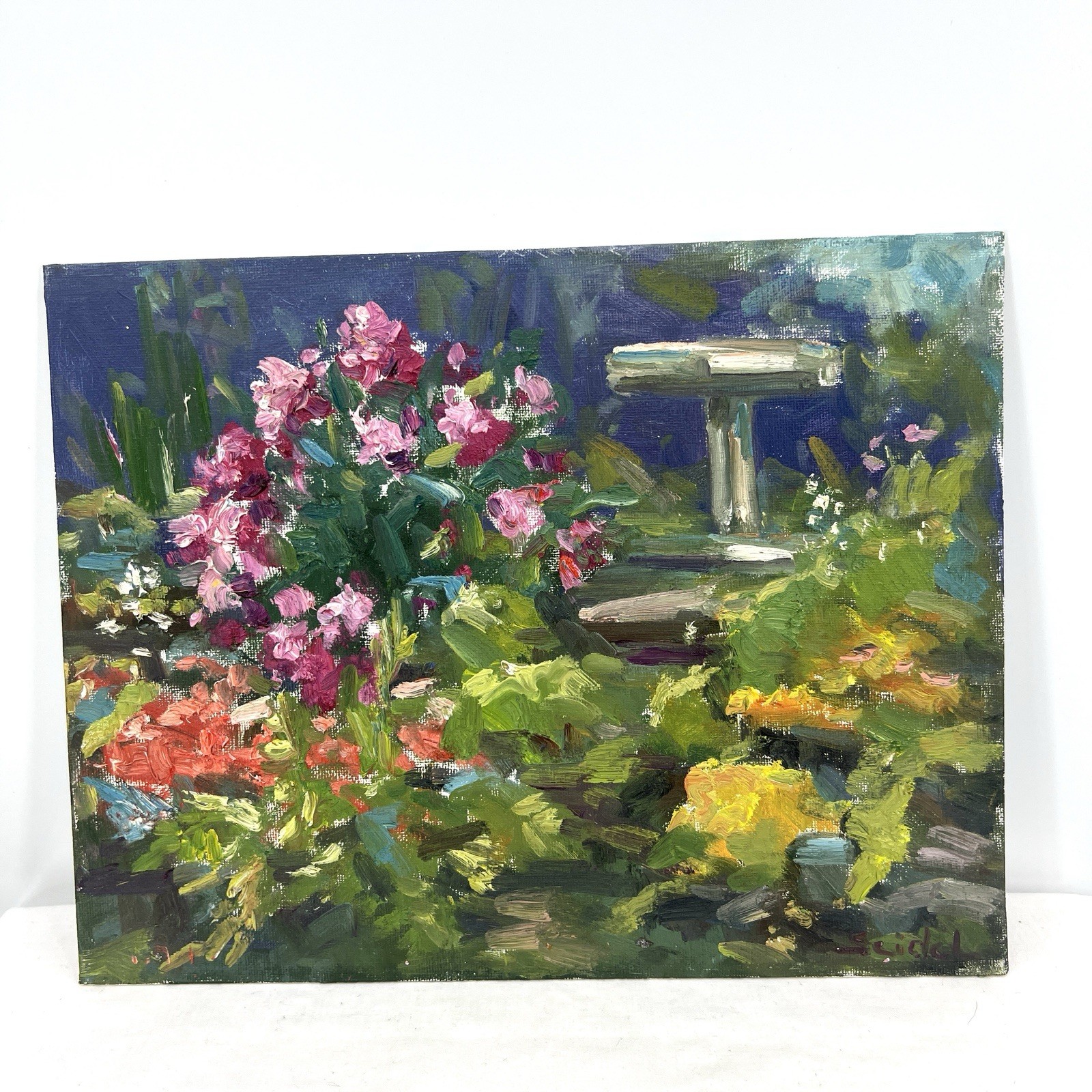 Original Artwork Study 11”x14” Oil Canvas Panel In The Garden Tadeusz Seidel