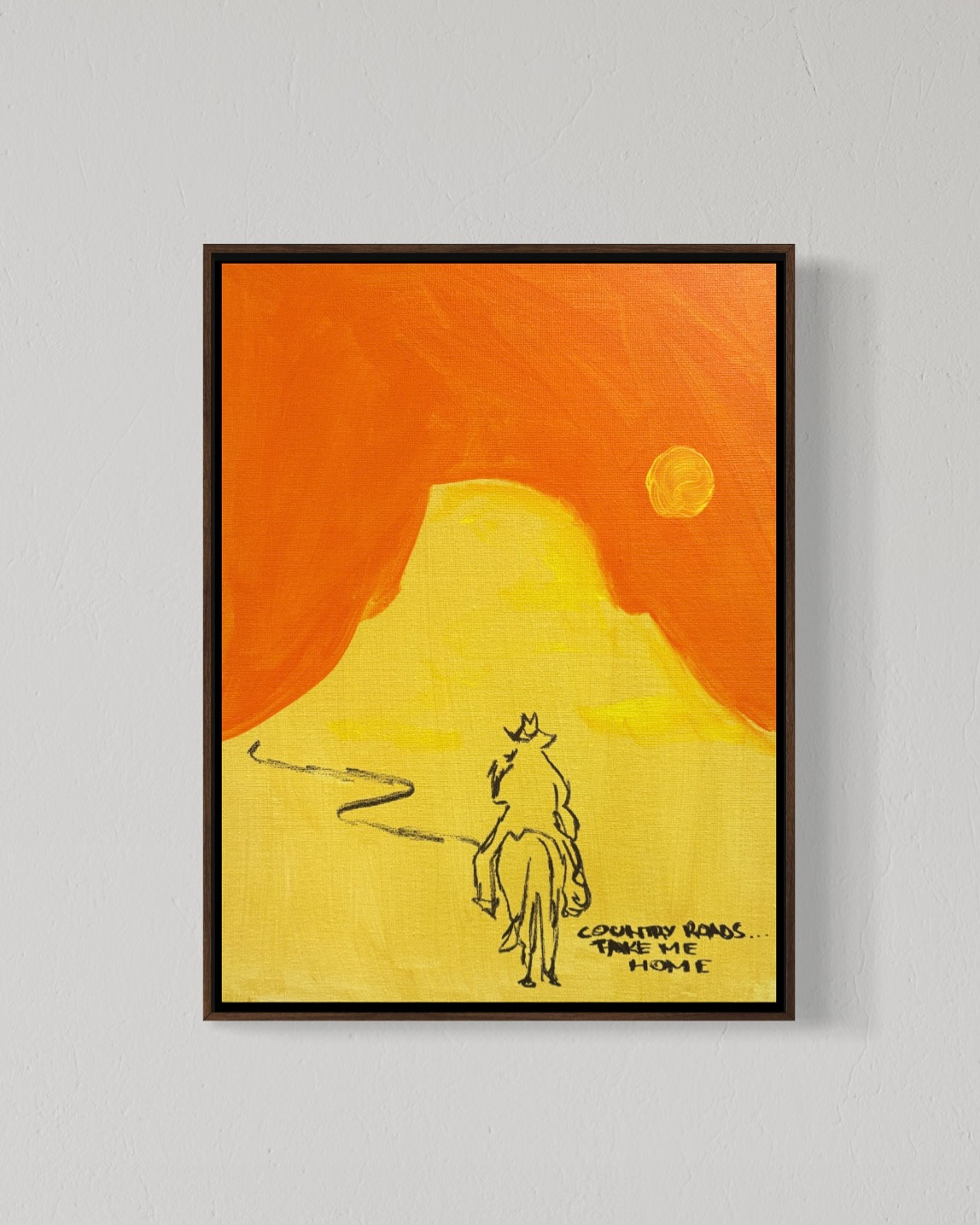 Original Country Roads 12×16 Canvas Colorful Cowboy Western Art