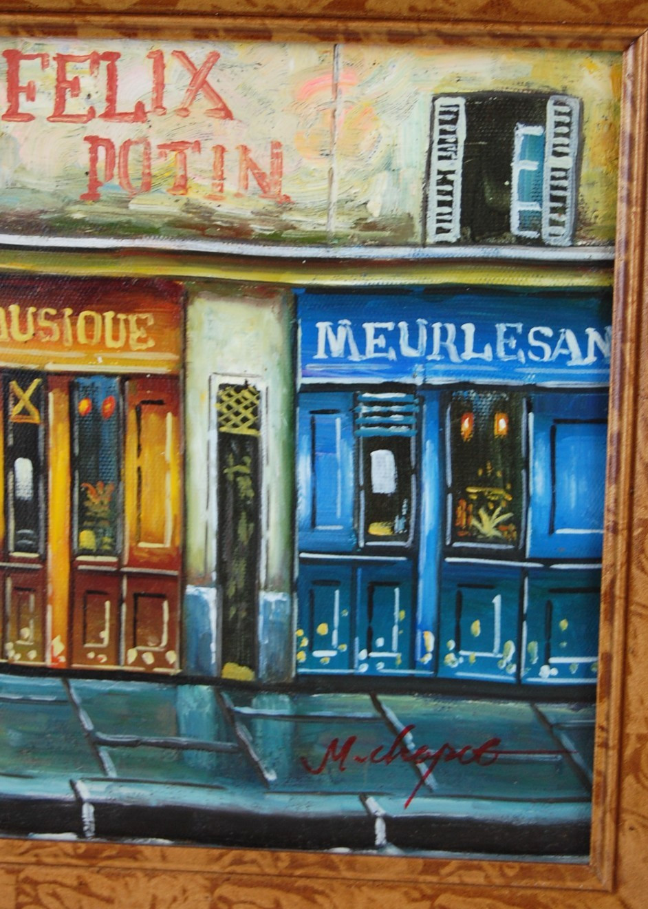 Vtg 80 Original Signed Mariel Chapot French Paris Street Scene Oil Painting 10X8