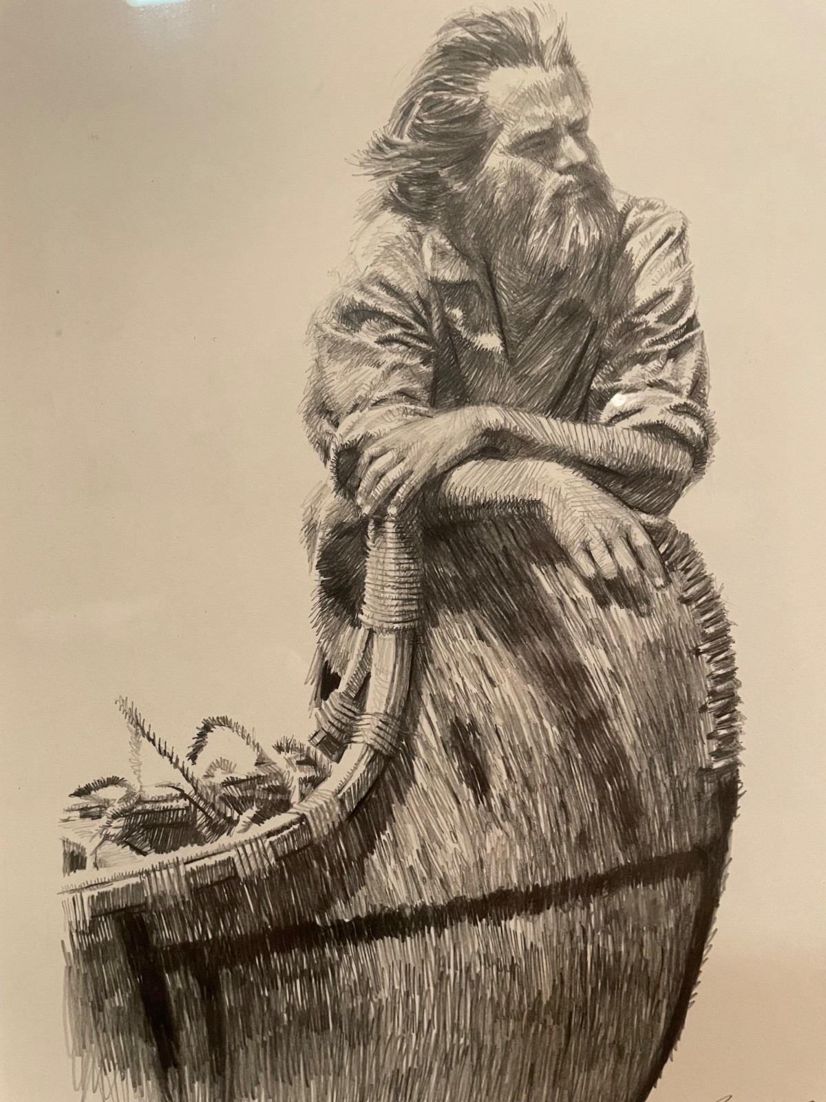 PAUL CALLE 1984 ORIGINAL DRAWING «MOMENT OF SOLITUDE» 10 X 8 NAWA NWR