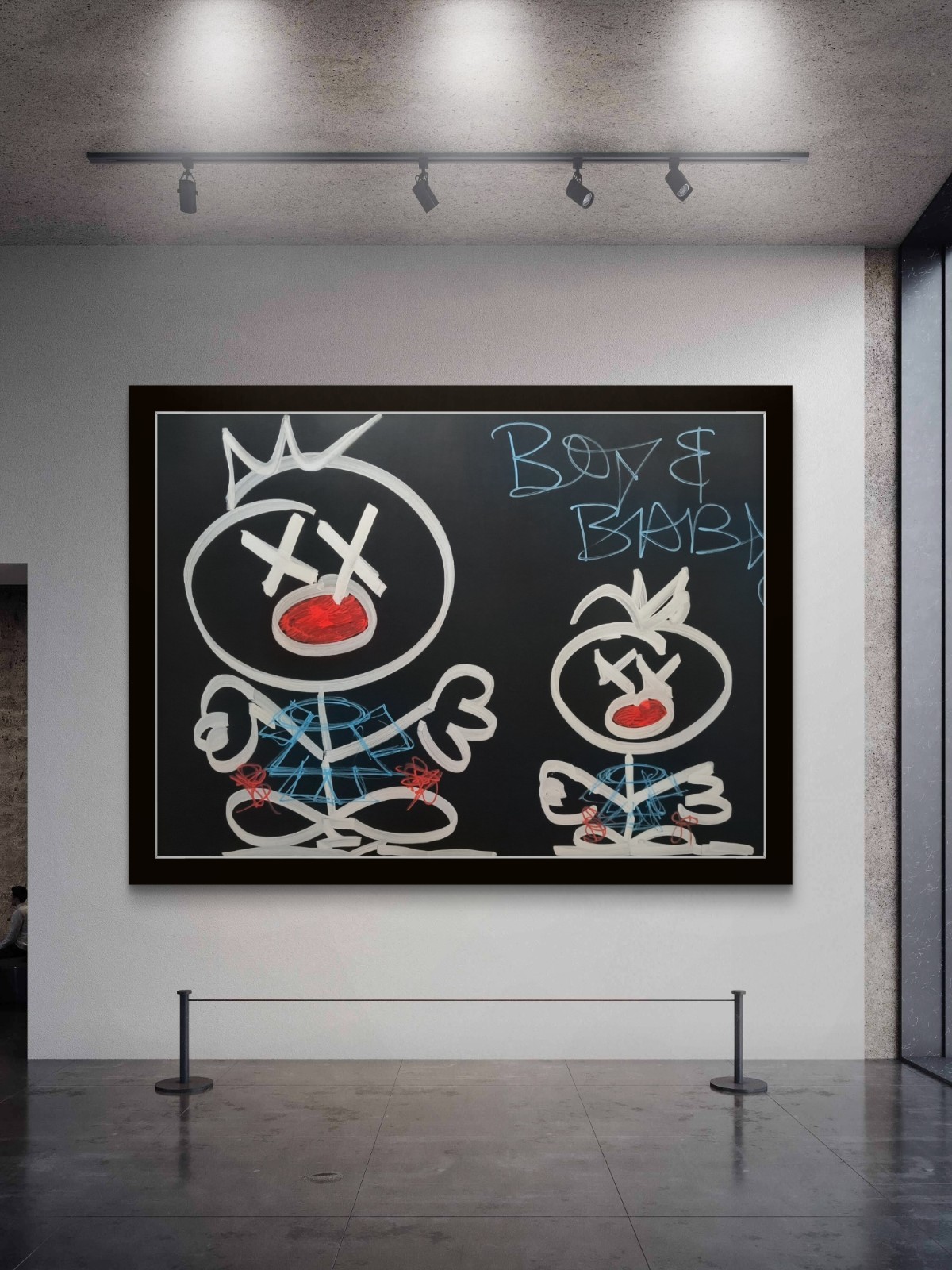 Trey Coppland, Boy n Baby Contemporary Graffiti Painting,20+30 inch, signed