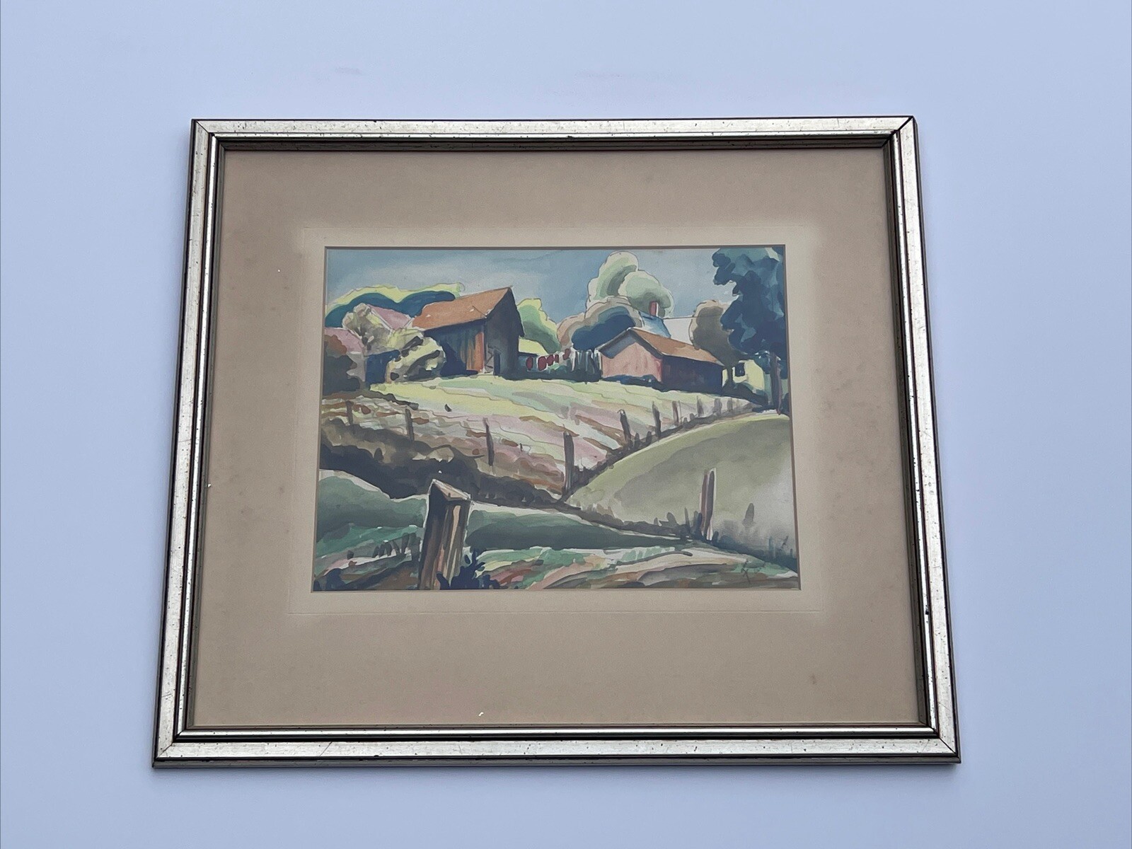 ANTIQUE WPA REGIONALISM LANDSCAPE PAINTING AMERICAN IMPRESSIONISM MYSTERY SIGNED