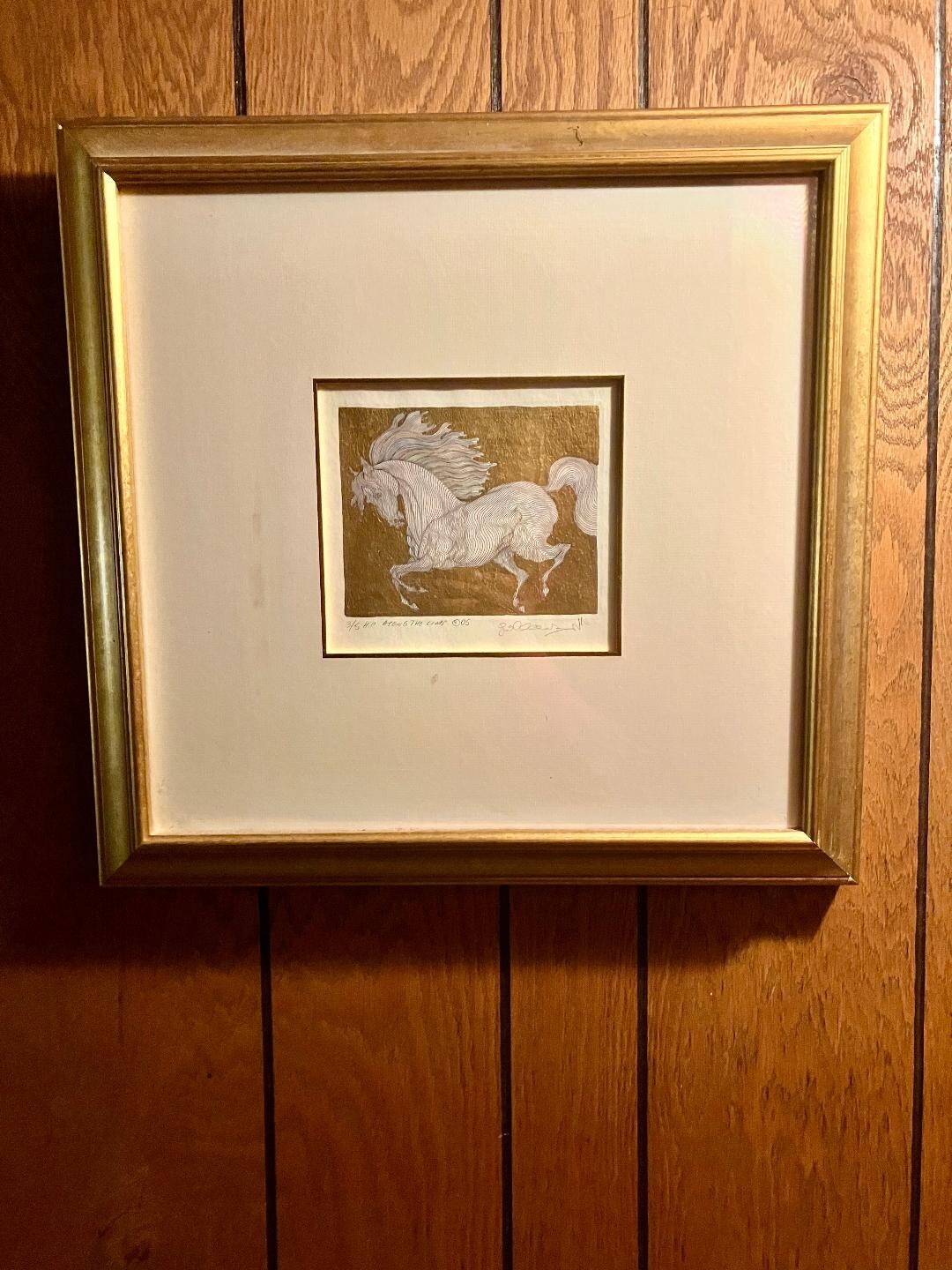 ETCHING («ALONG THE LINES») WITH GOLD LEAF AND WATERCOLOR SIGNED BY AZOULAY 3/5