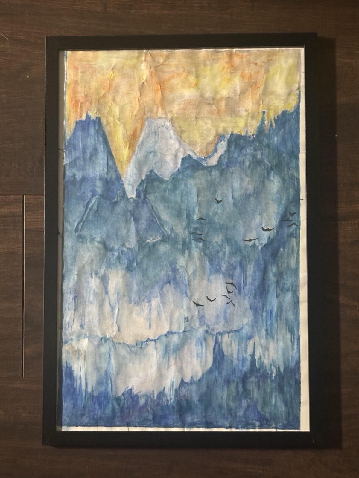 Original FRAMED Watercolor Nature Peace Zen Yoga Meditation Serene ART | 11×17