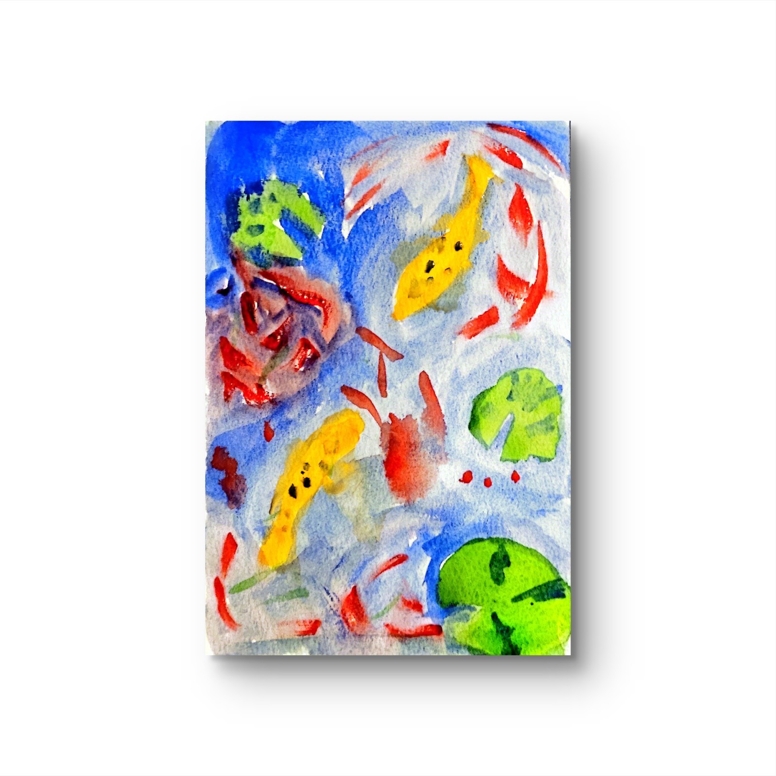 Koi Pond Contemporary Pop Art Acrylic Painting Signed