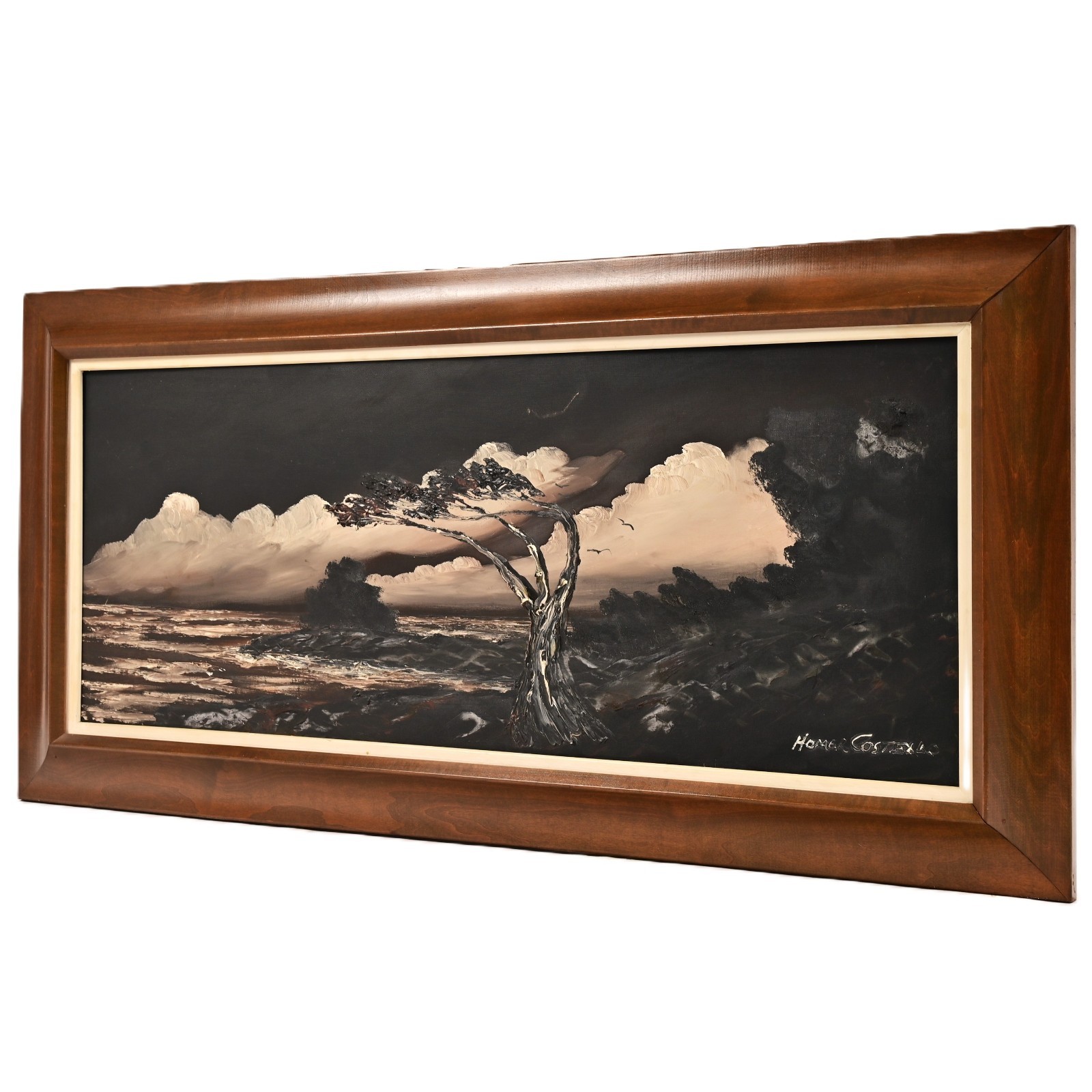 HOMER COSTELLO Original Vintage Signed WPA Night Seascape Ocean Shore Painting
