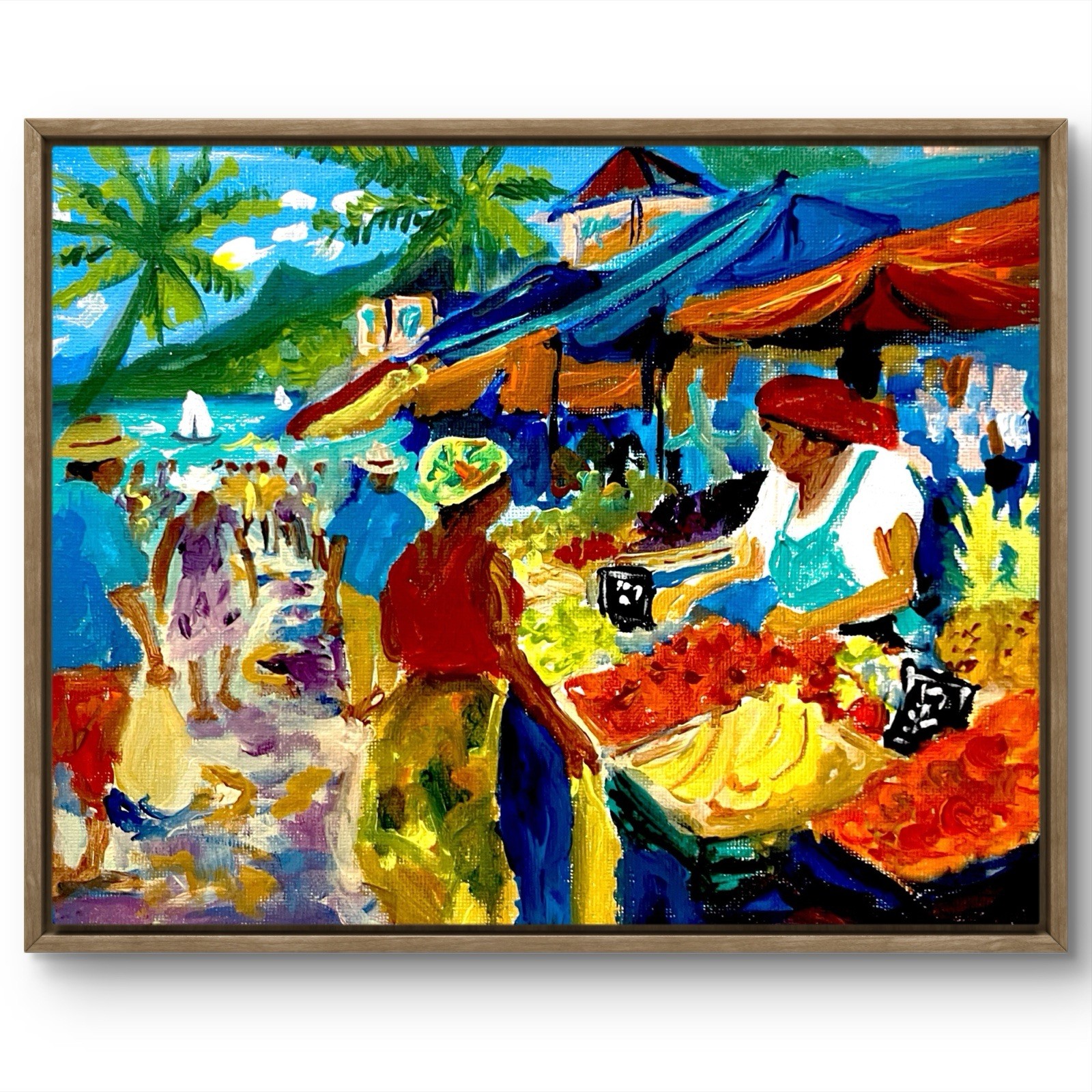 TITA PAINTZ Tropical Island Market Expressionist Cultural Wall Art 8×10 Canvas