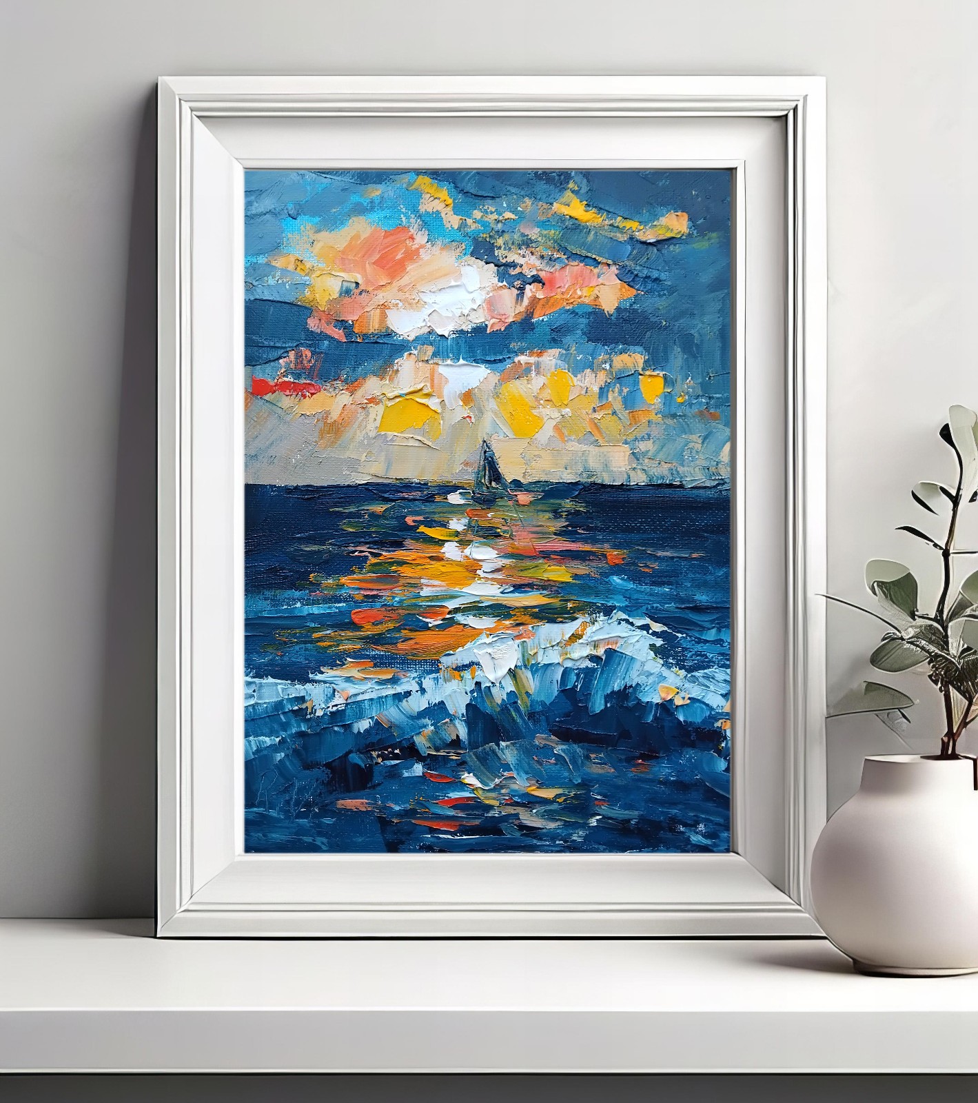 Ocean Sunset 7×9″ waves oil painting Handmade Original Seascape scenic artwork
