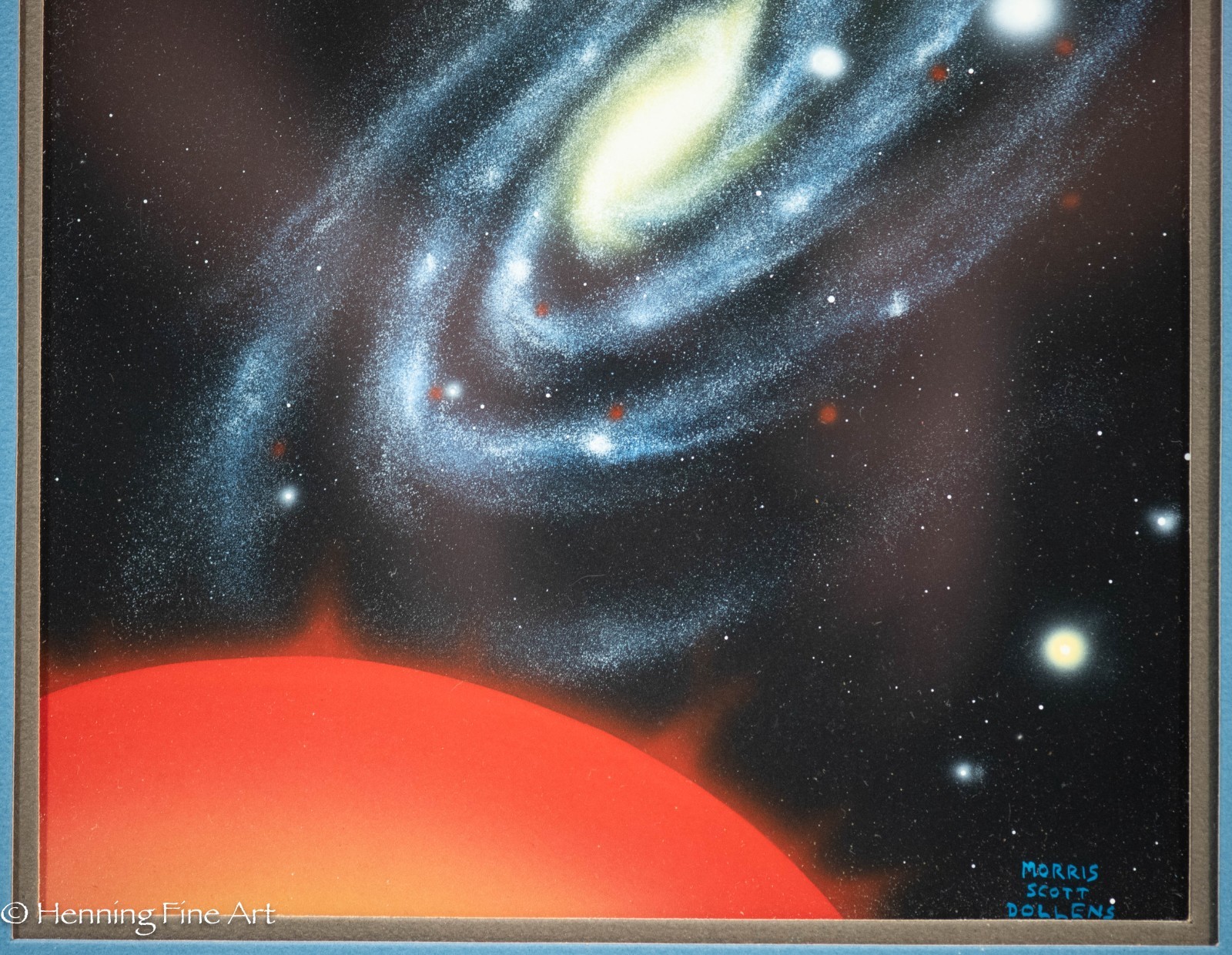 Morris Scott Dollens Original Science Fiction Space Painting Galaxy and Sun