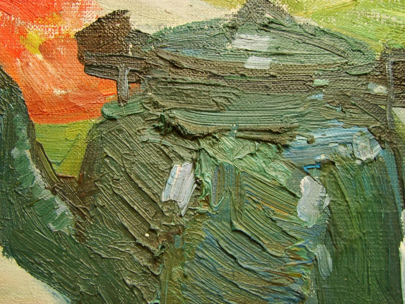 Ukrainian Soviet Oil Painting impressionism Still Life receiver kettle sunny day