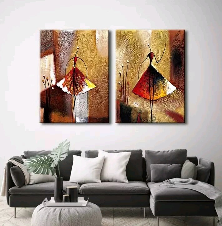 Modern Abstract Hand Paint Oil Painting on Canvas Home Art Decor Dancing Framed