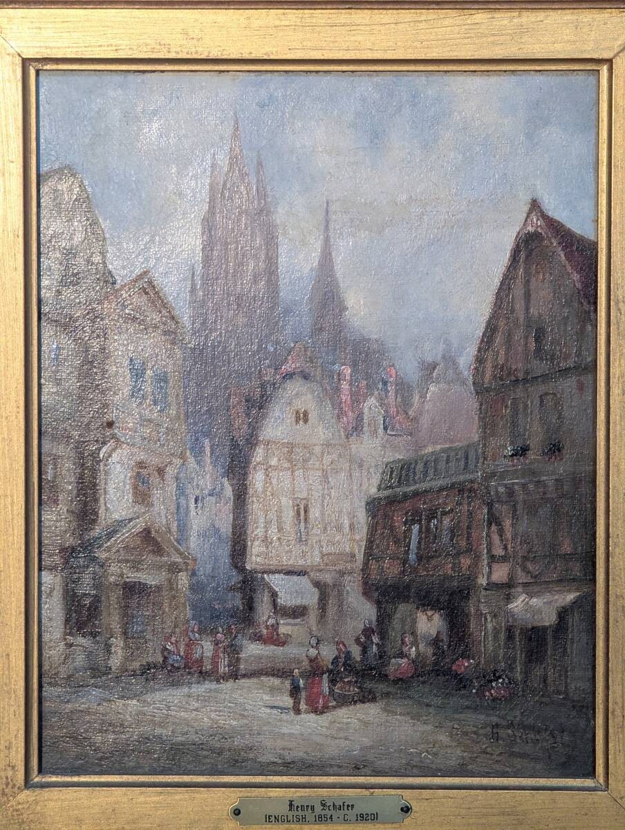 Henry Scheffer Oil Painting Autograph Size H 18.5 x W 16.9 in