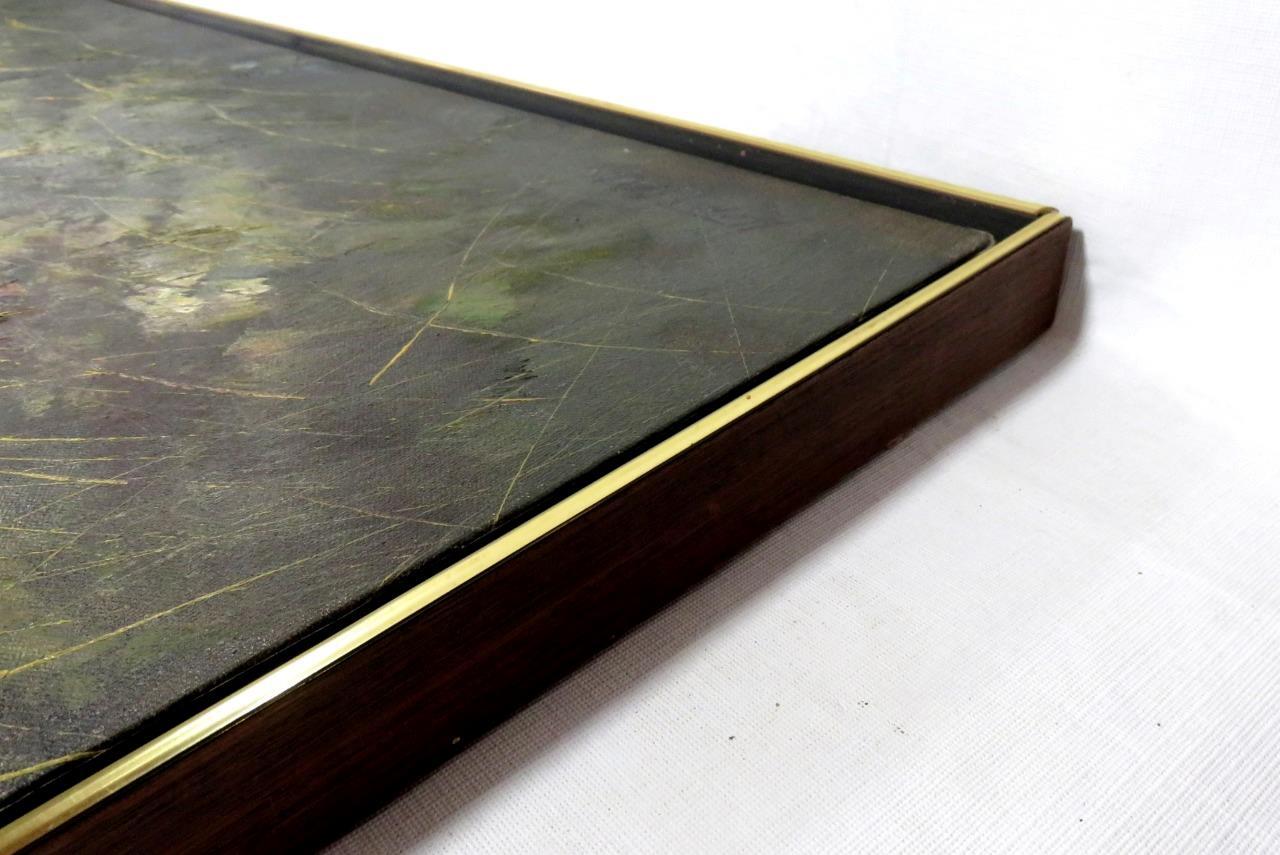 Original Hector Salas Landscape Mailbox Oil on Canvas 37.25 x 37.25 Framed