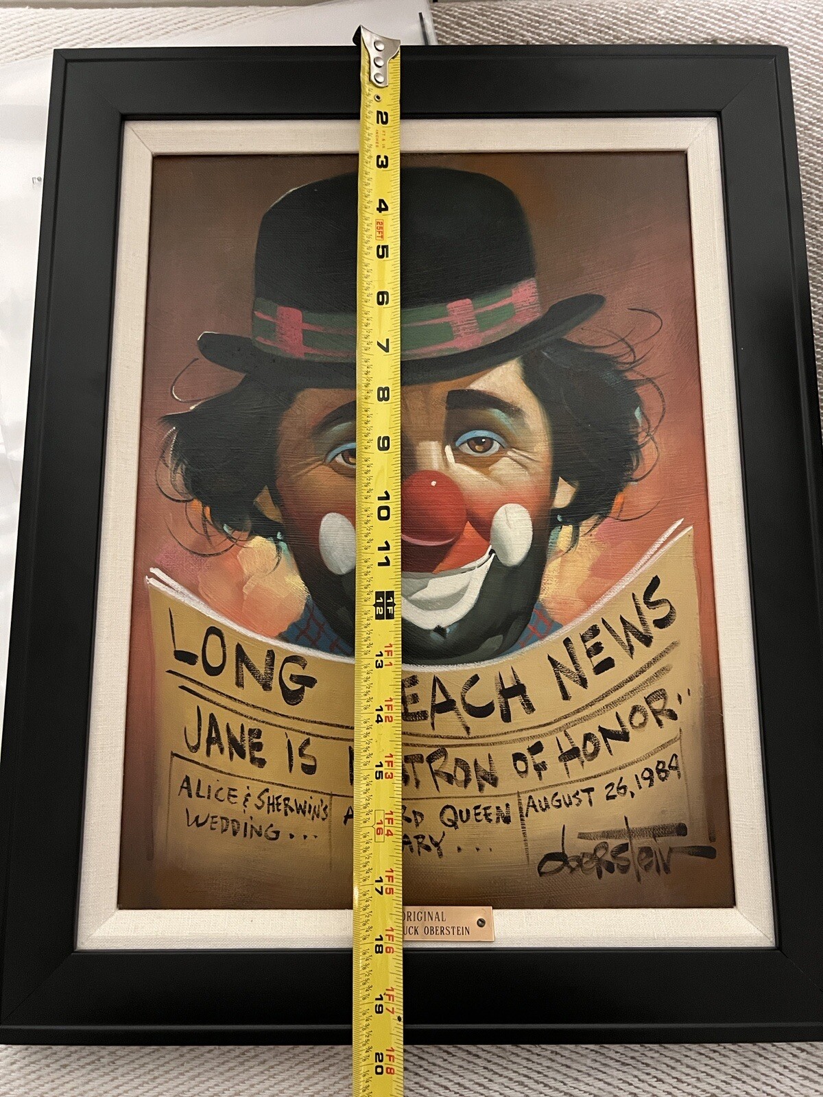 Chuck Oberstein Original Clown Oil Painting Signed Framed Long Beach California