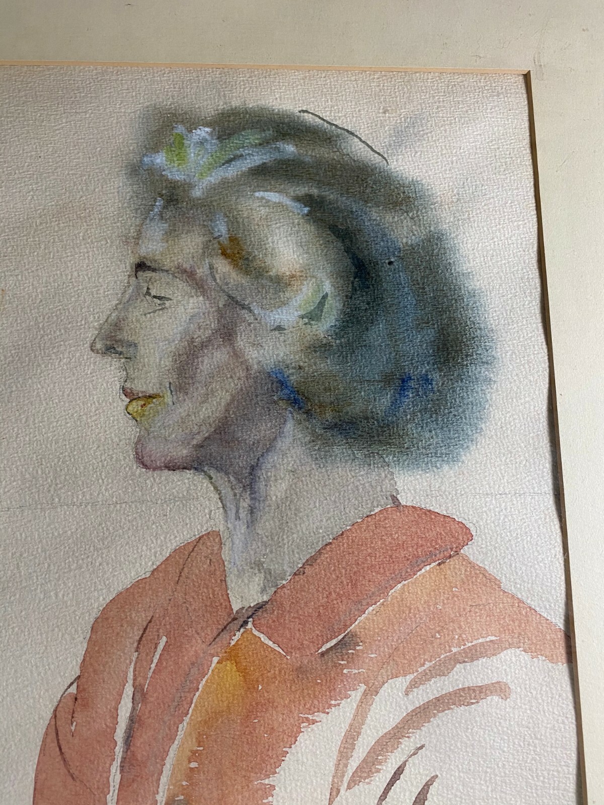Vintage Lucy Putnam 1965 «Female Study» Watercolor Painting – Signed And Framed
