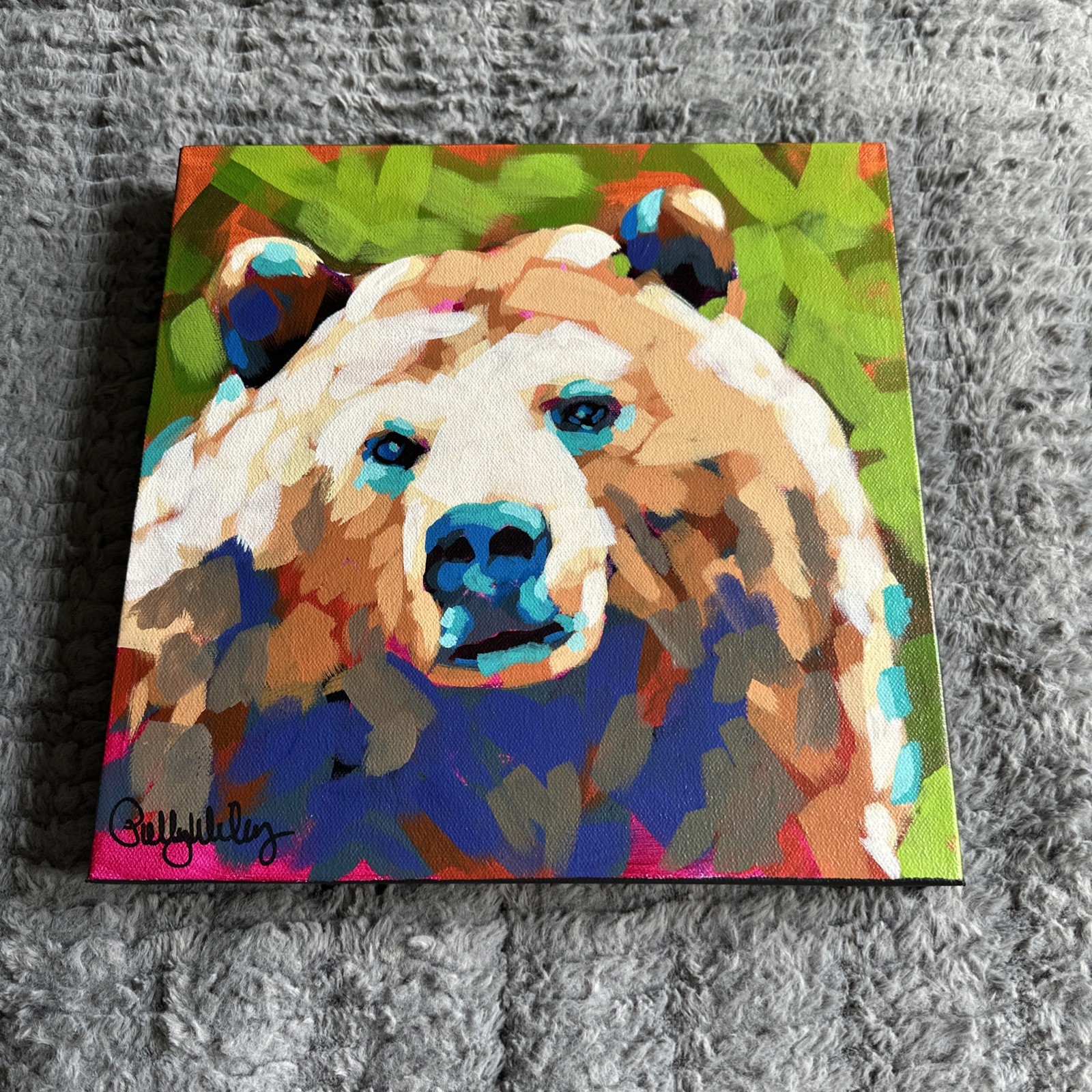 Bear painting Acrylic On Canvas Original Painting colorful bear art wall art