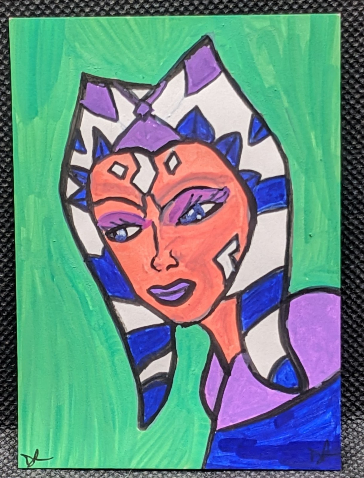 STAR WARS ACEO Original Art Card Star Wars Ashoka Tano Sketch Acrylic Marker 1/1