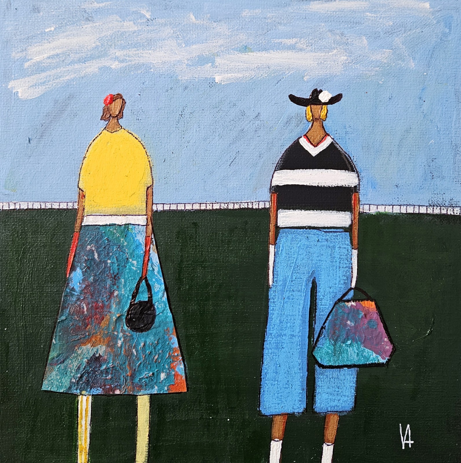 Folk Painting Original Abstract People Portrait Canvas Woman Whimsical 10×10 Art