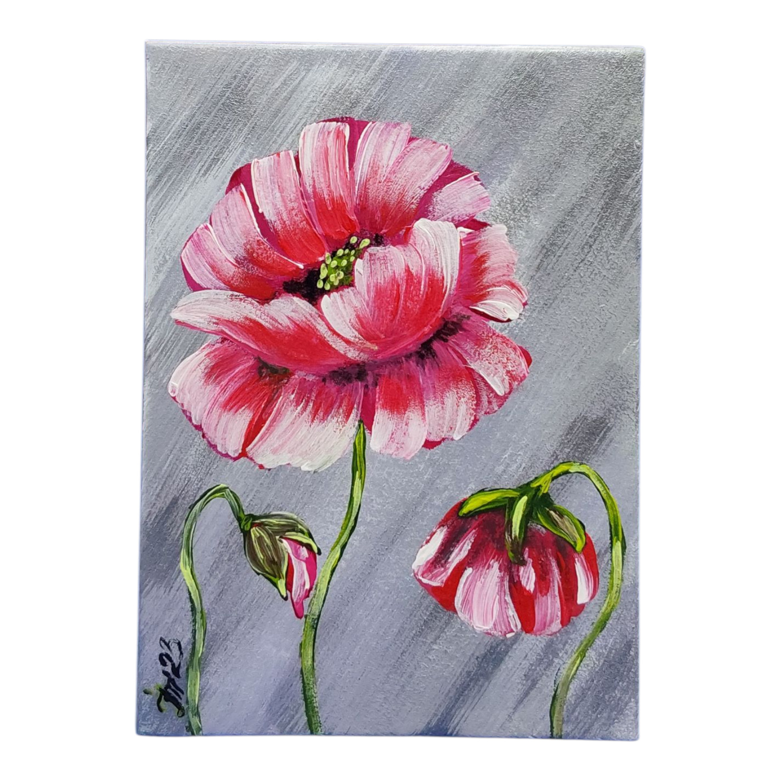 Poppies 2 Original Painting Wildflowers Semi Abstract Art Handmade Wall Art OOAK