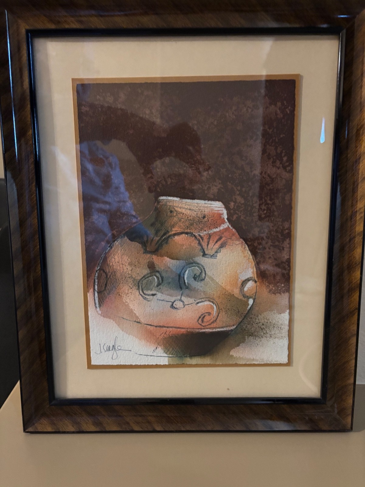 Jerry J. Seagle Watercolor – Texas Artist – 13.5 x 16.5″ Frame