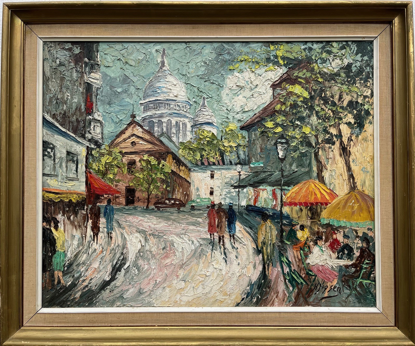 Expressionist Busy City Scene Montmartre Paris France Oil Painting