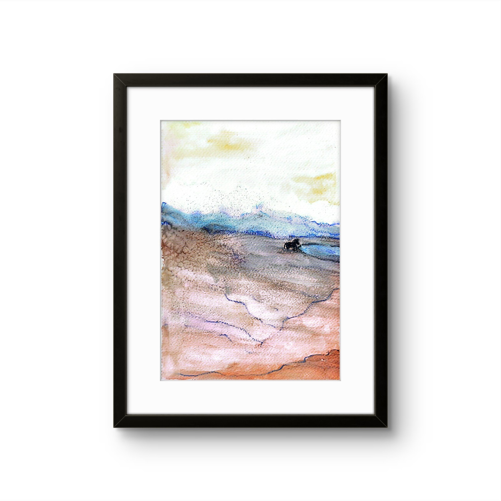 Wild Horse Finds Water Contemporary Expressionist Original 7×10 Watercolor