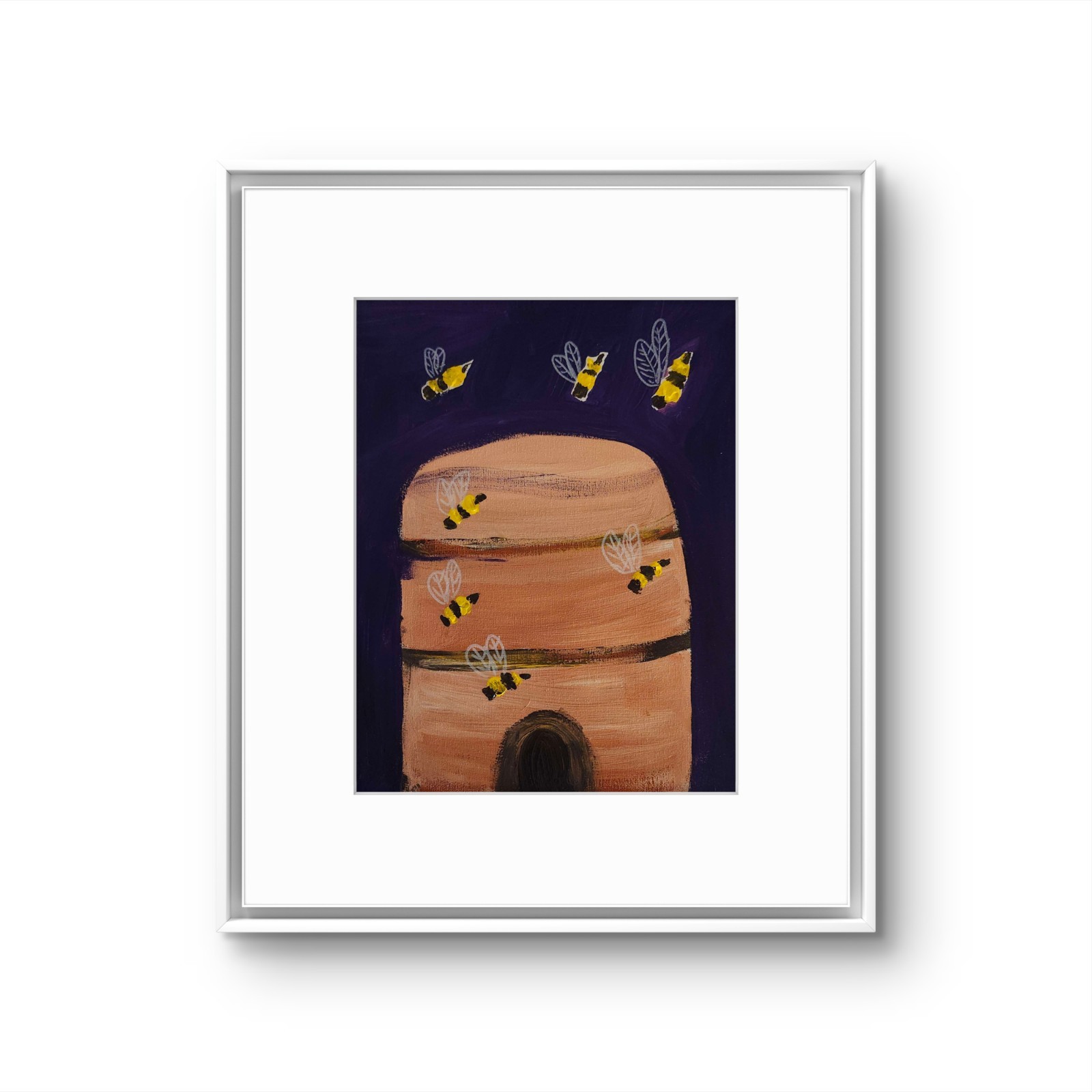 Bee Hive Contemporary Expressionist Original Painting Acrylic 11×14 Canvas