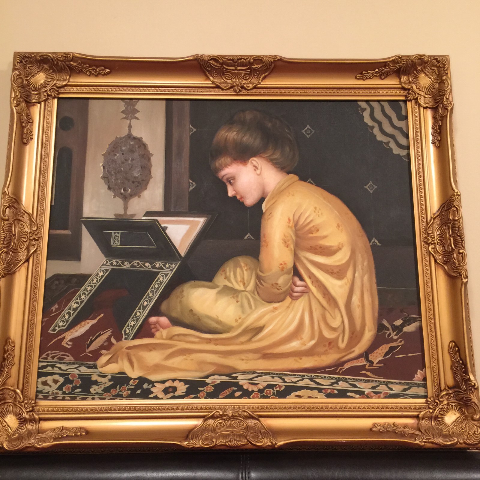 Study at the Reading Desk – Lord F. Leighton Oil painting framed