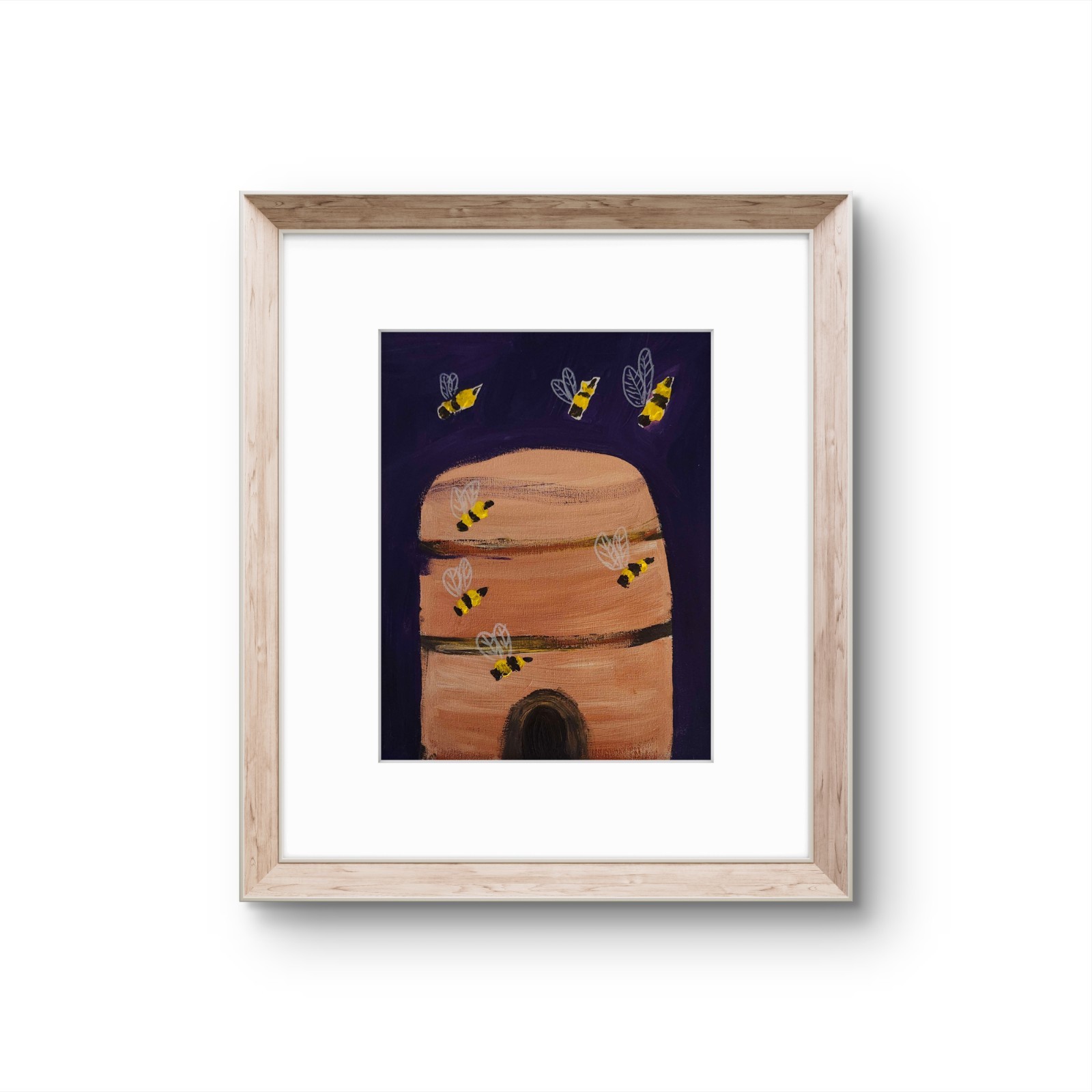 Bee Hive Contemporary Expressionist Original Painting Acrylic 11×14 Canvas