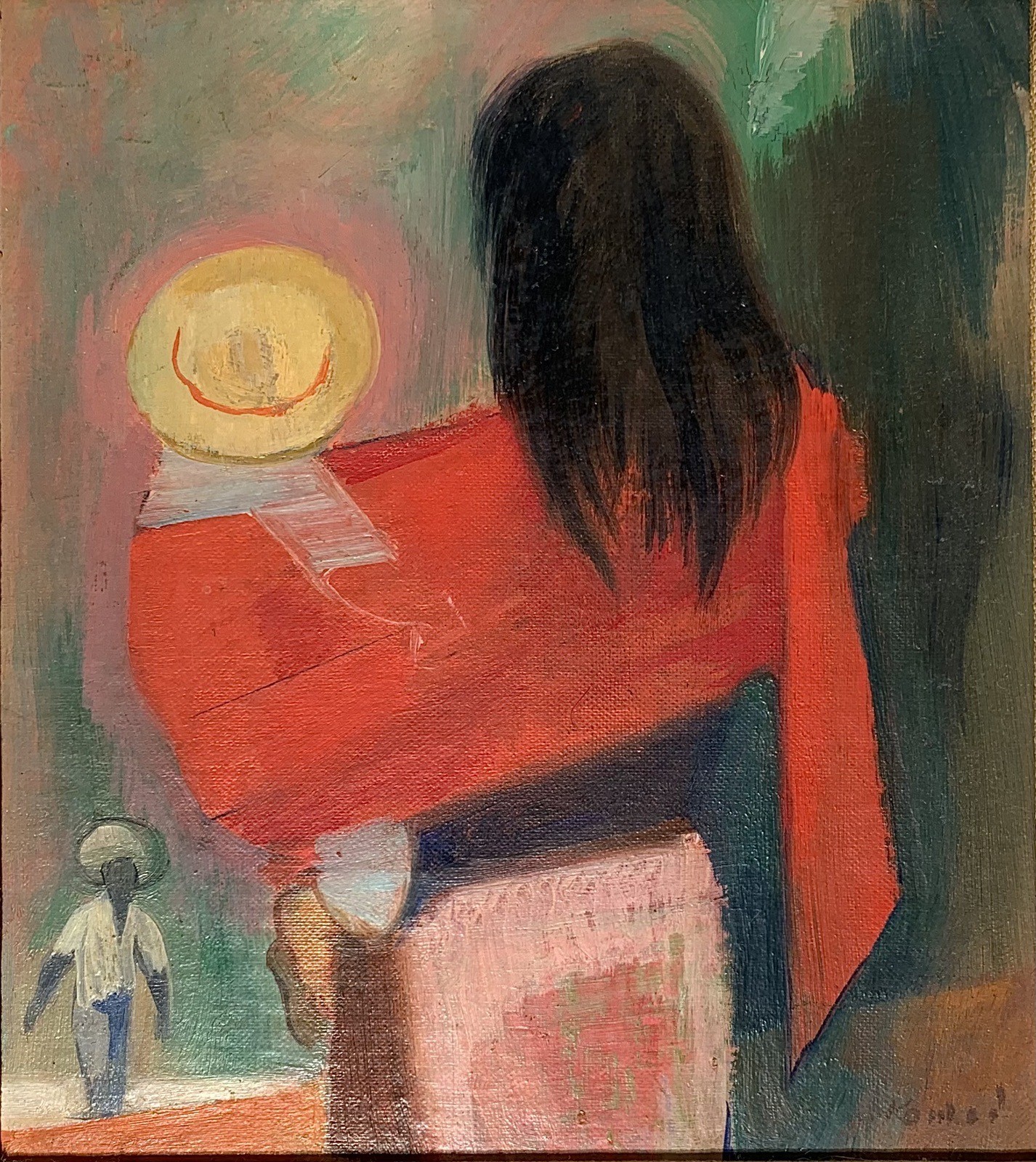 MEXICO PAINTING ADOLF KONRAD MEXICAN WOMAN CHILD NJ ARTIST MODERNIST