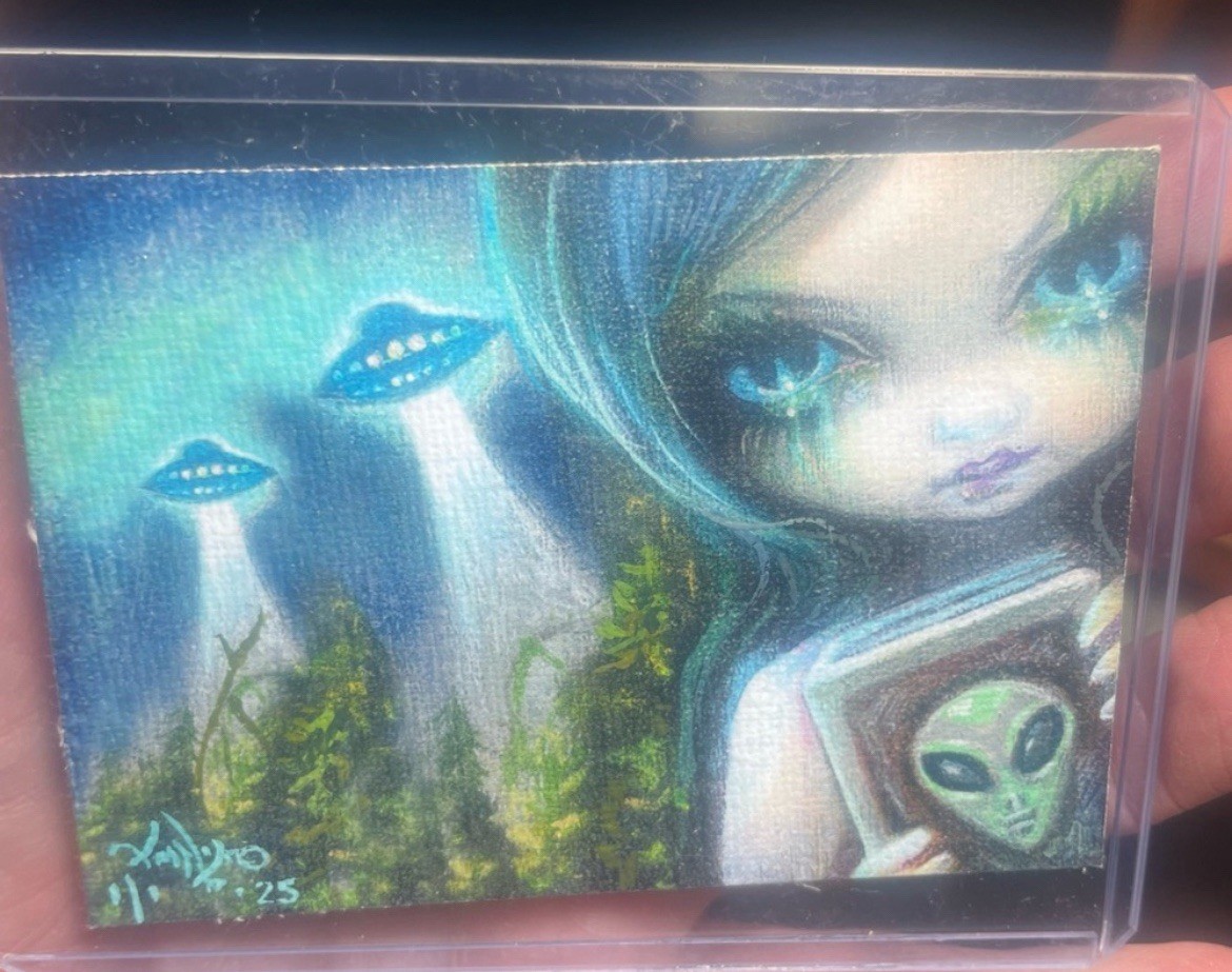 #1 of 1 Jasmine Beckett Griffith Alien Aceo Canvas Print Hand Embellished
