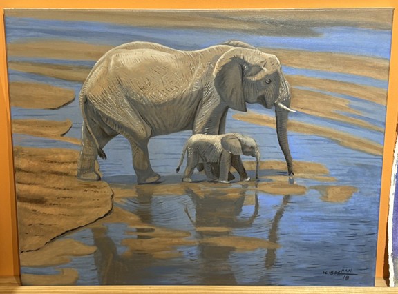 Elephant Baby 1, Original Oil Painting, *Read Description*, Signed, Art, 28×22