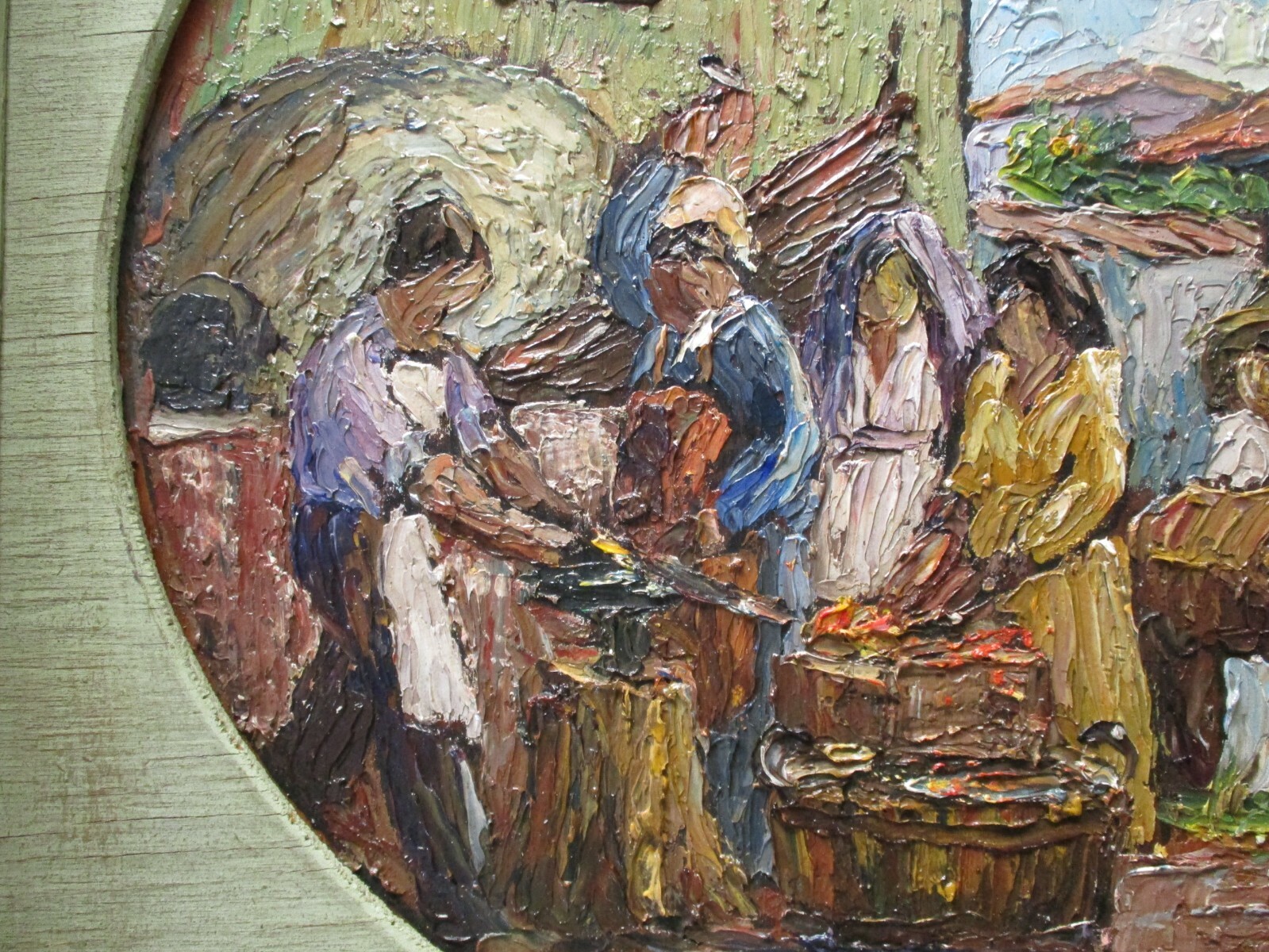 VINTAGE ANTIQUE LUIS SAHAGUN OIL PAINTING CHUNKY OIL MASTERFUL STEEL WORKER RARE