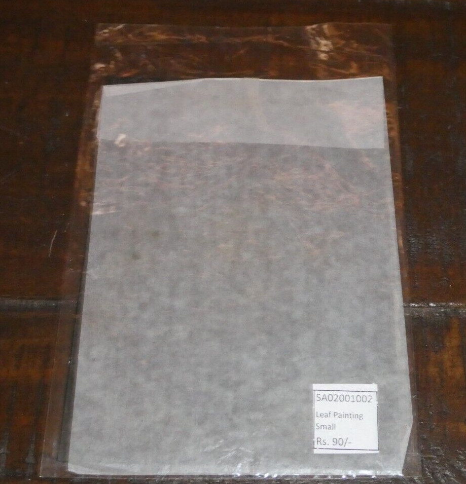 Indian Man riding Elephant Figure Leaf Painting Art Handmade Decorative! Sealed!